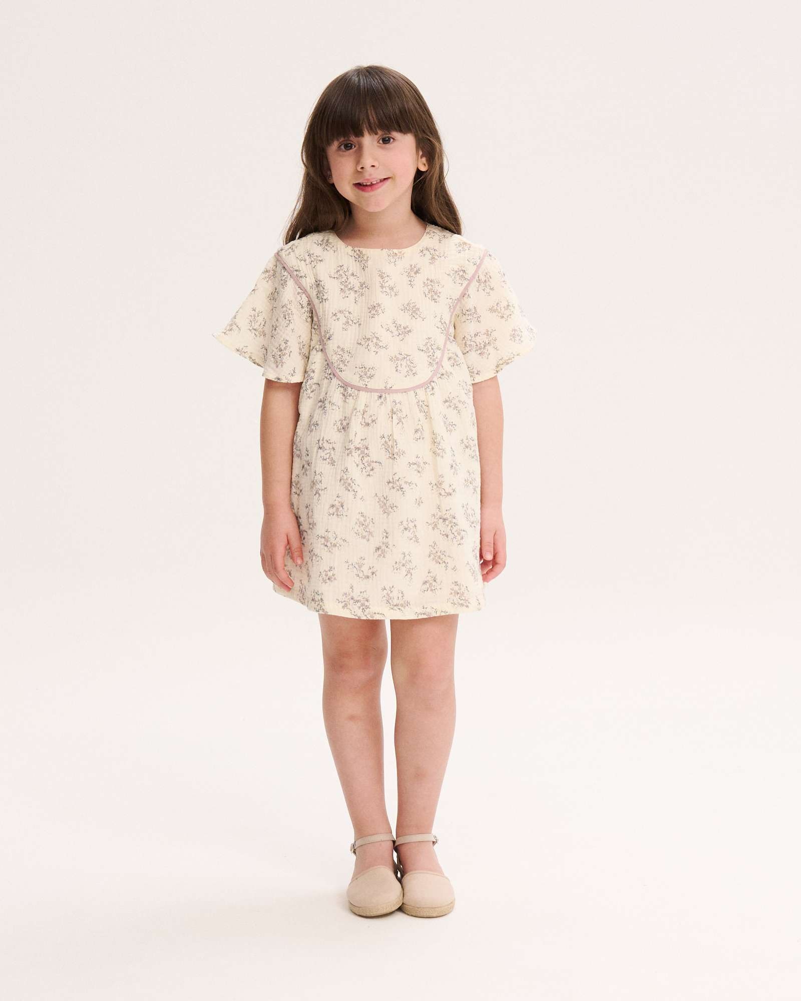 Imagem 0 de Vestido Infantil de Bambula com Estampado Floral e Meia Manga