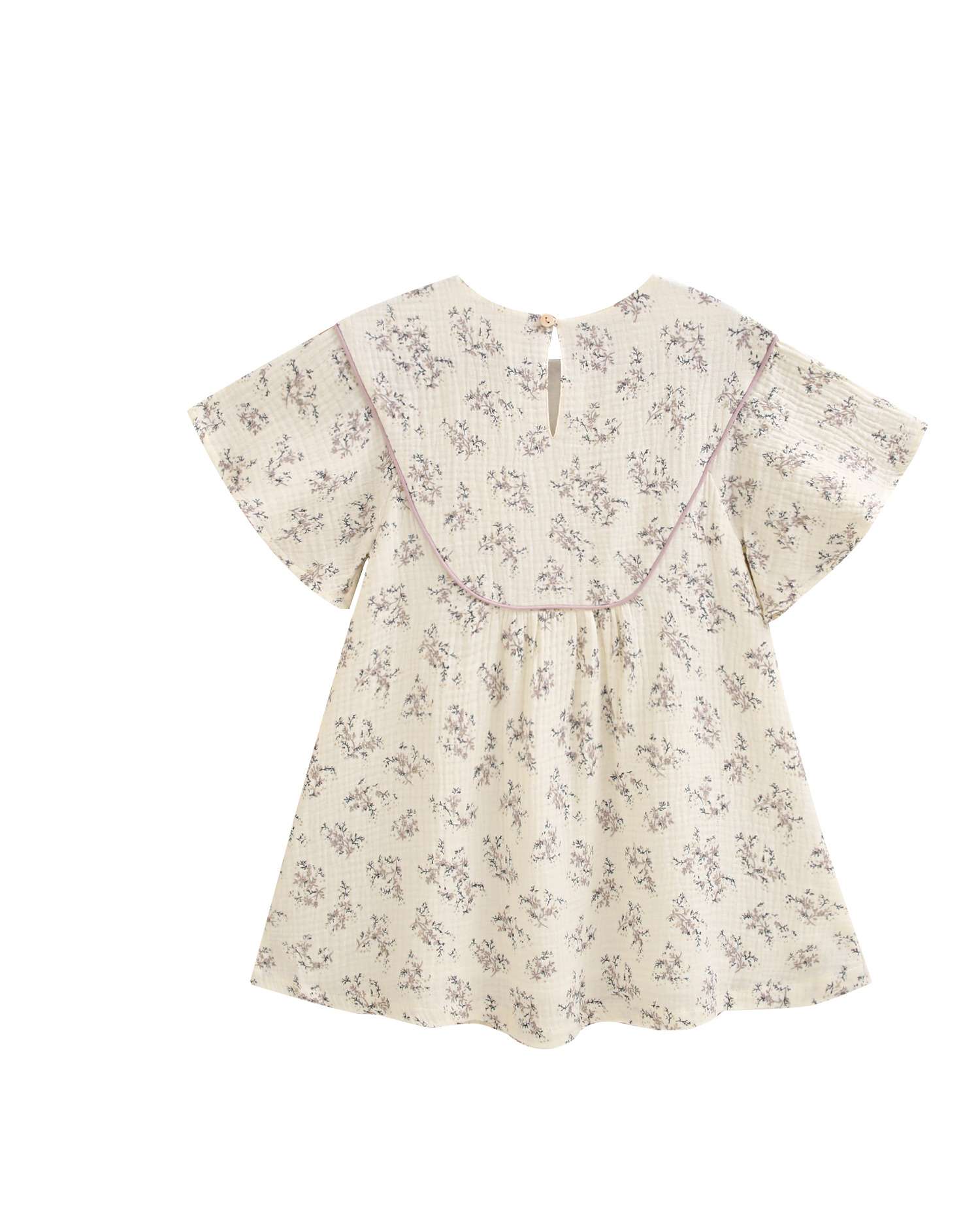 Vestido Infantil de Bambula com Estampado Floral e Meia Manga Dadati Natural-5