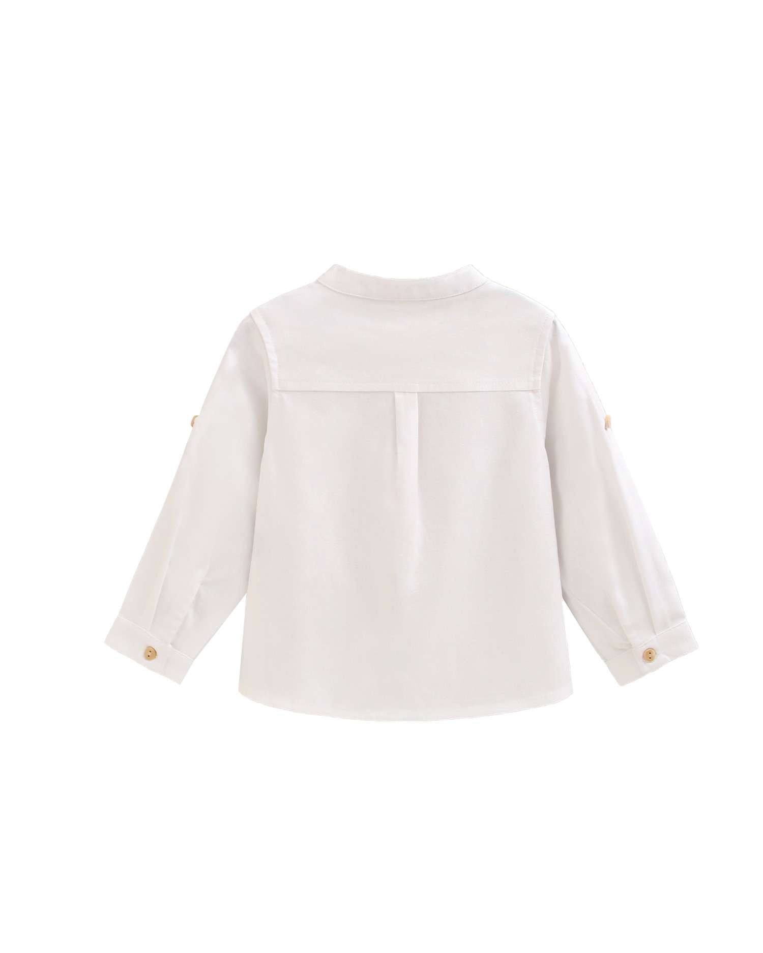 Camisa para Bebé com Gola Redonda e Botões de Madeira Dadati Branco-2