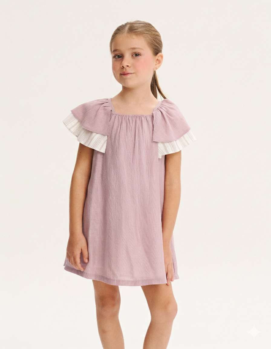 Imagem 0 de Vestido Infantil com Manga Folho e Estampado Floral