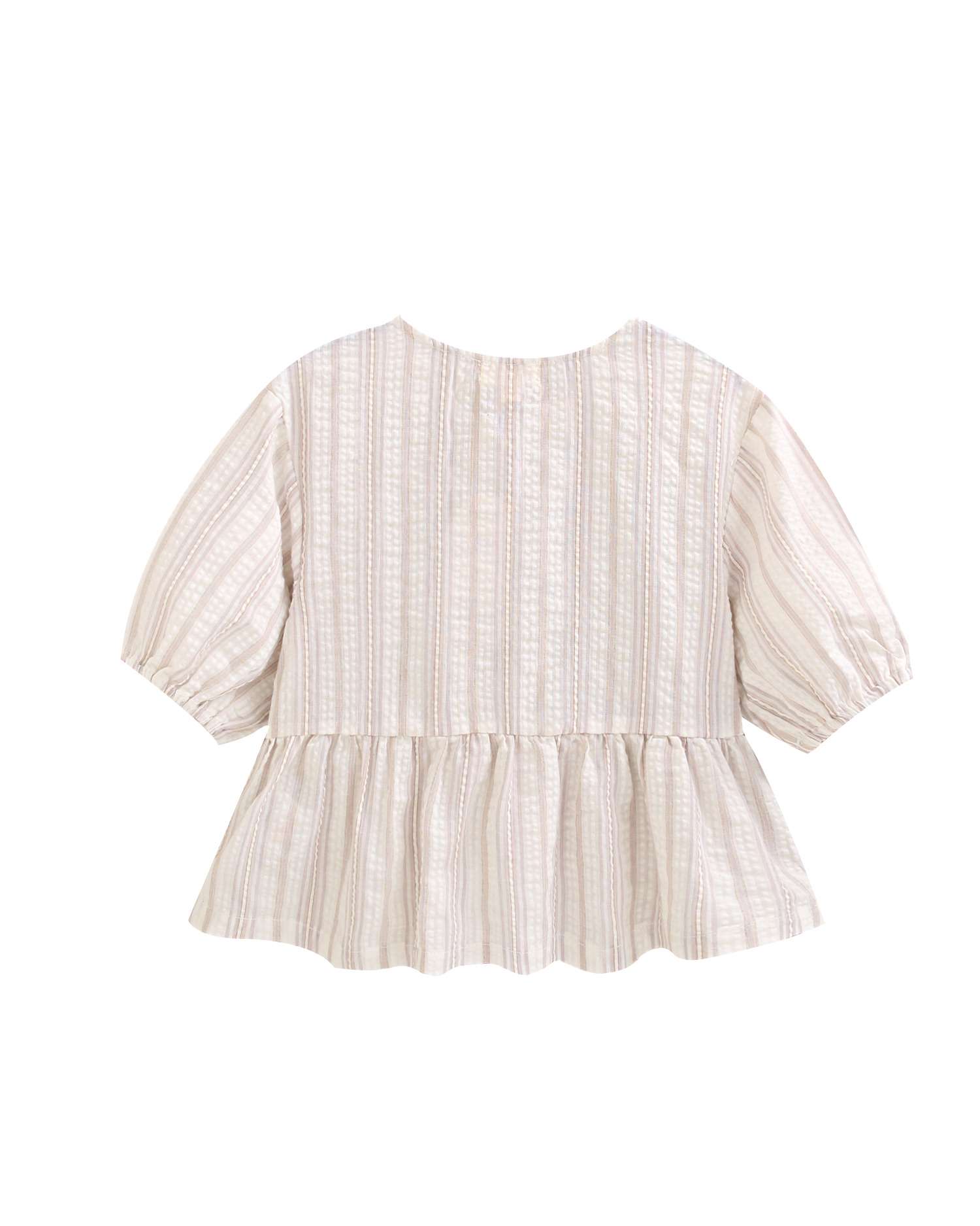 Blusa Infantil Às Riscas com Detalhe de Laço na Parte Frontal Dadati Natural-5