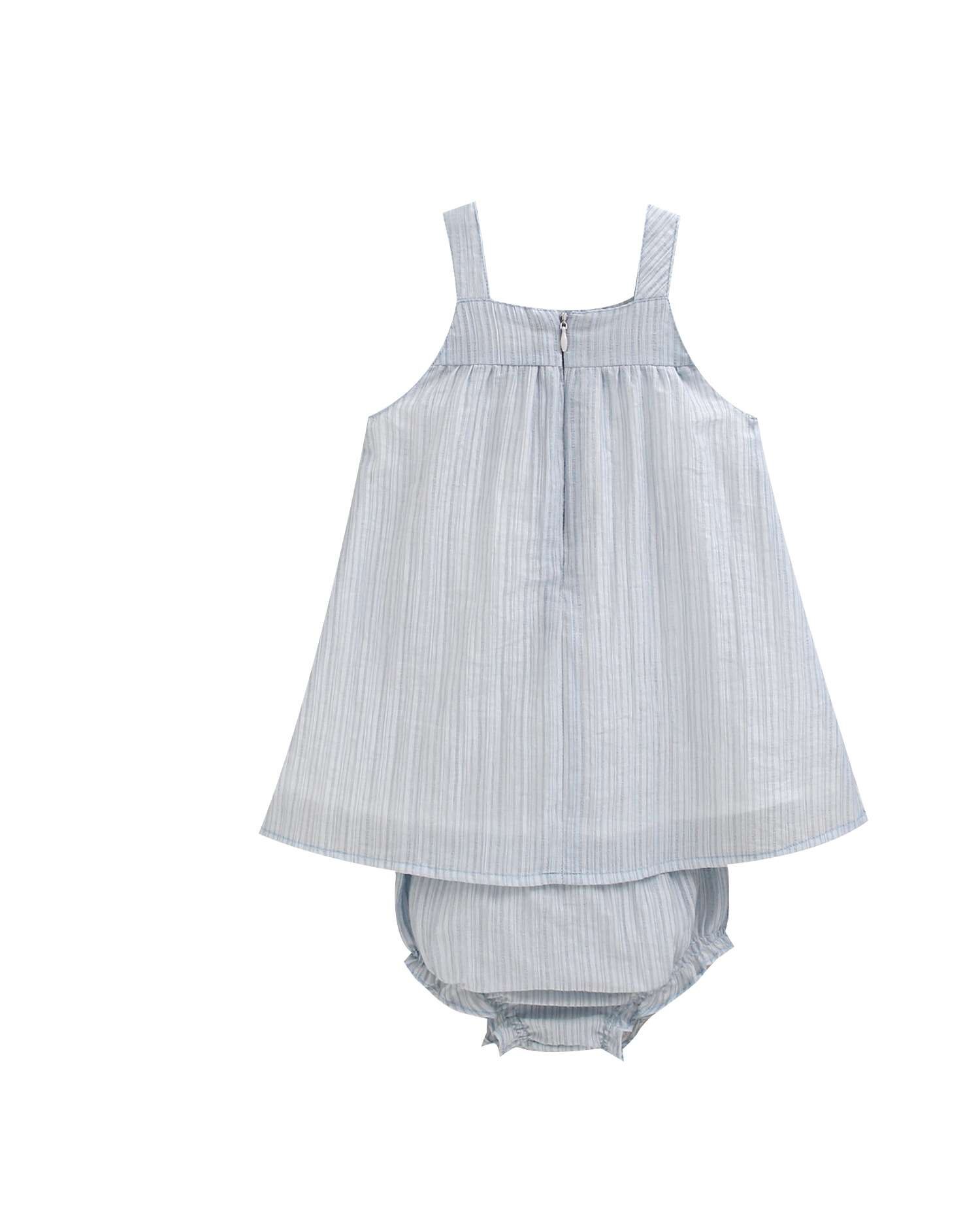 Vestido de Bebé com Cueca e Laço nas Costas Azul-claro-2