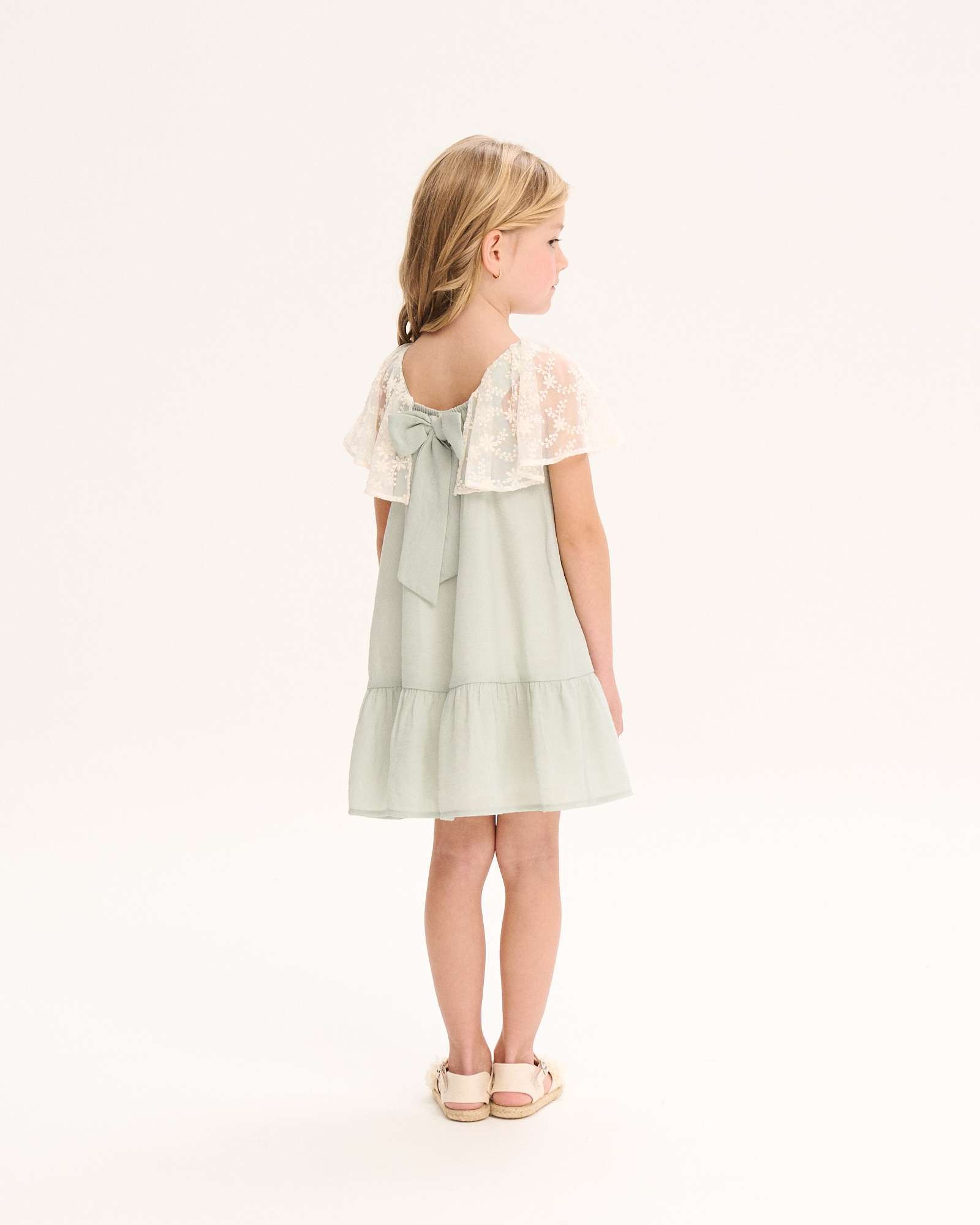 Vestido Infantil com Mangas de Plumeti Dadati Verde-2