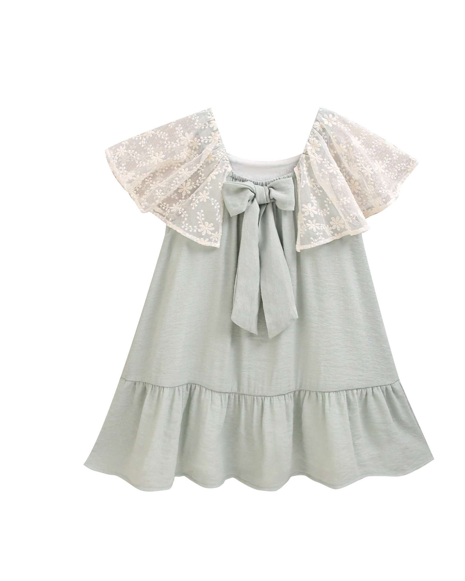 Vestido Infantil com Mangas de Plumeti Dadati Verde-5