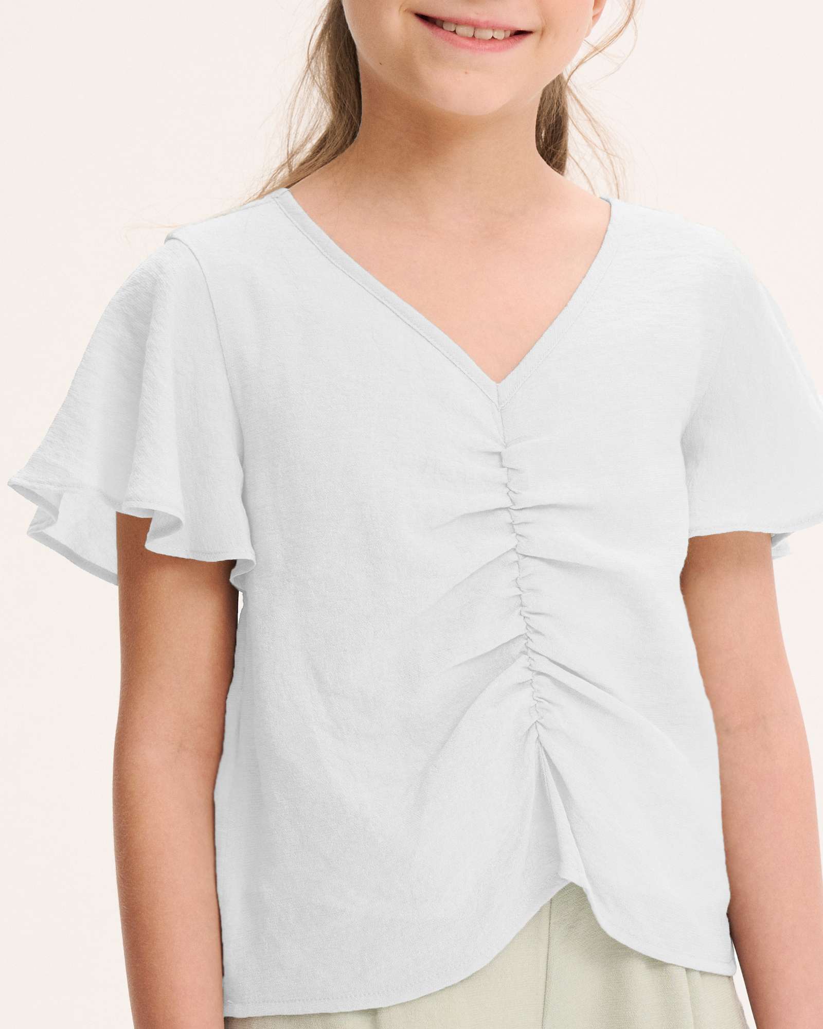 Blusa Infantil com Franzido na Parte Frontal Dadati Branco-3