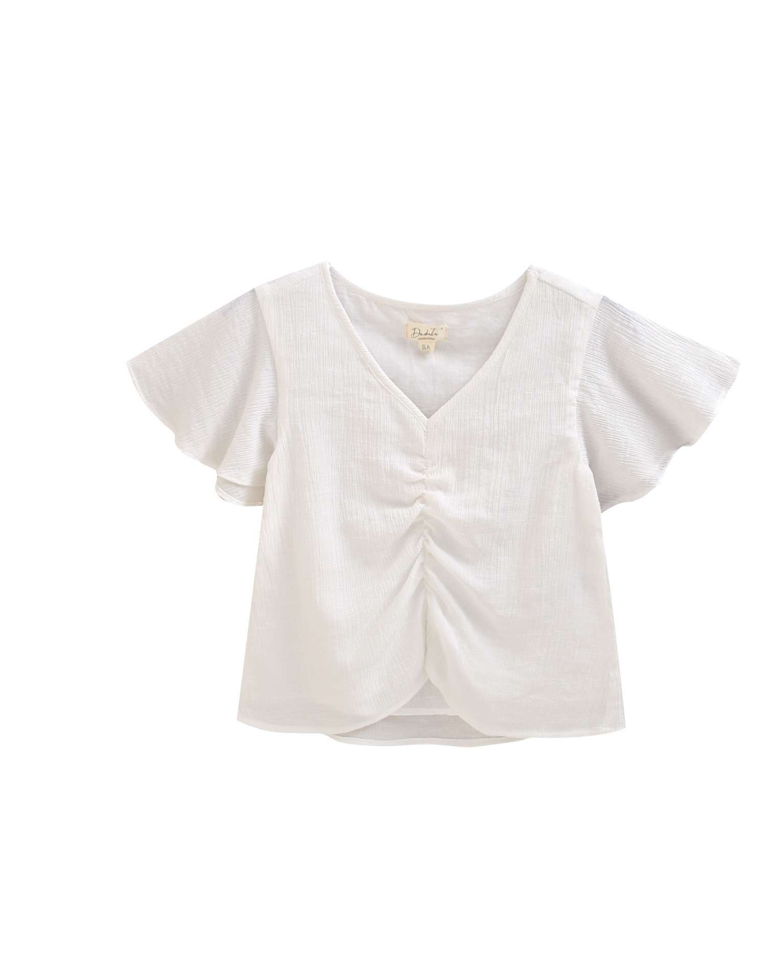 Blusa Infantil com Franzido na Parte Frontal Dadati Branco-4