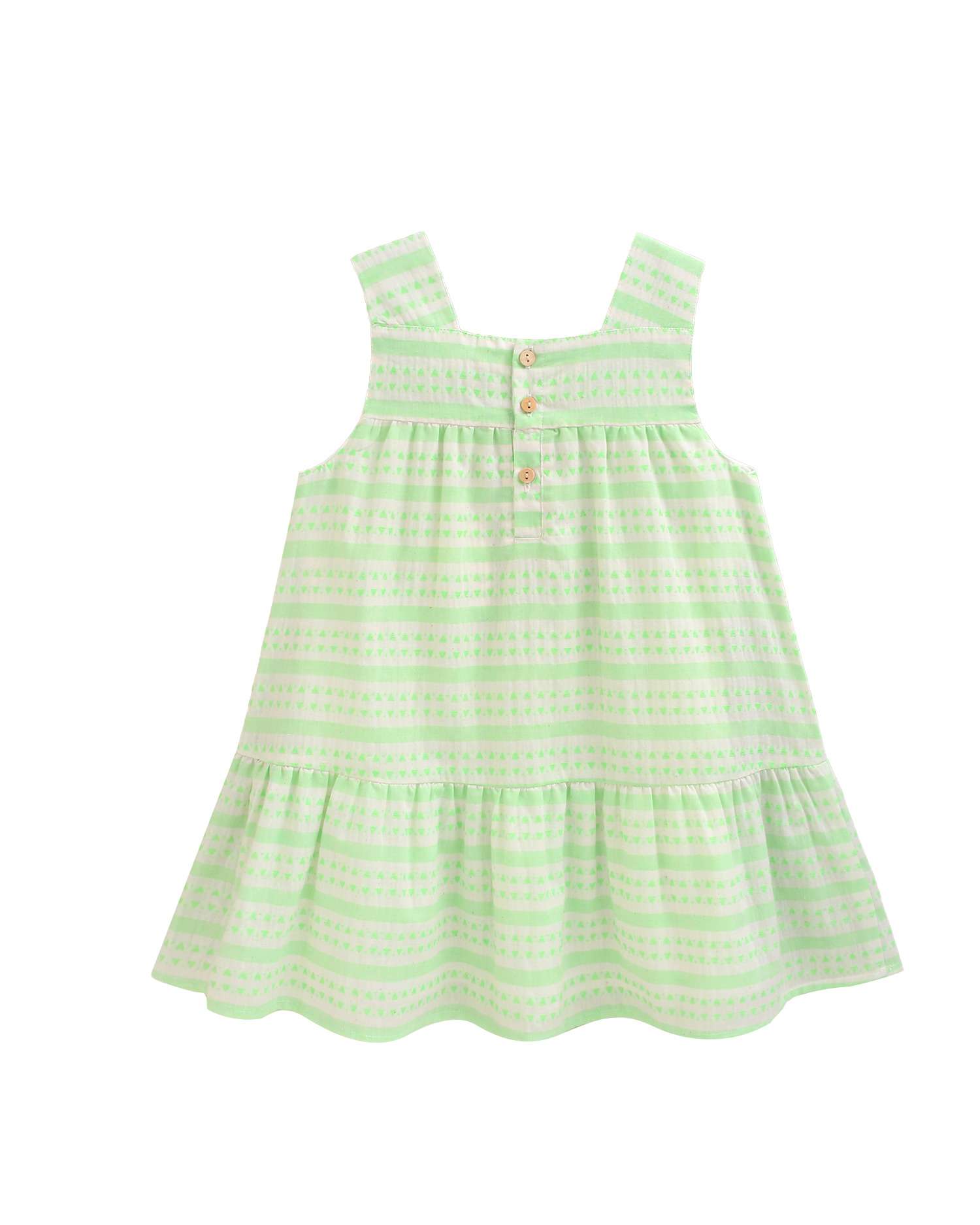 Vestido Infantil de Alças com Detalhe de Pompom Verde-claro-2