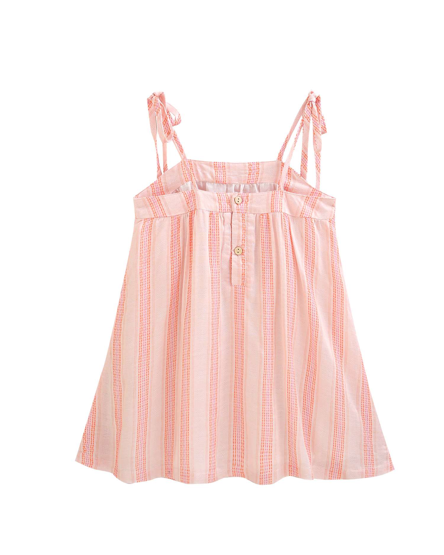 Vestido Infantil de Alças Às Riscas com Detalhe de Pompom Rosa-claro-2