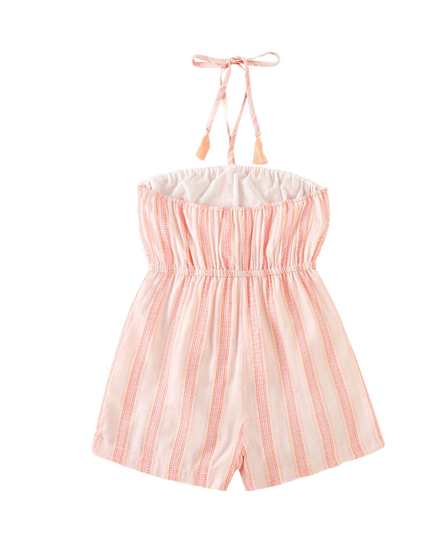 Macacão Infantil Às Riscas com Detalhe de Pompons Dadati Rosa-pastel-5