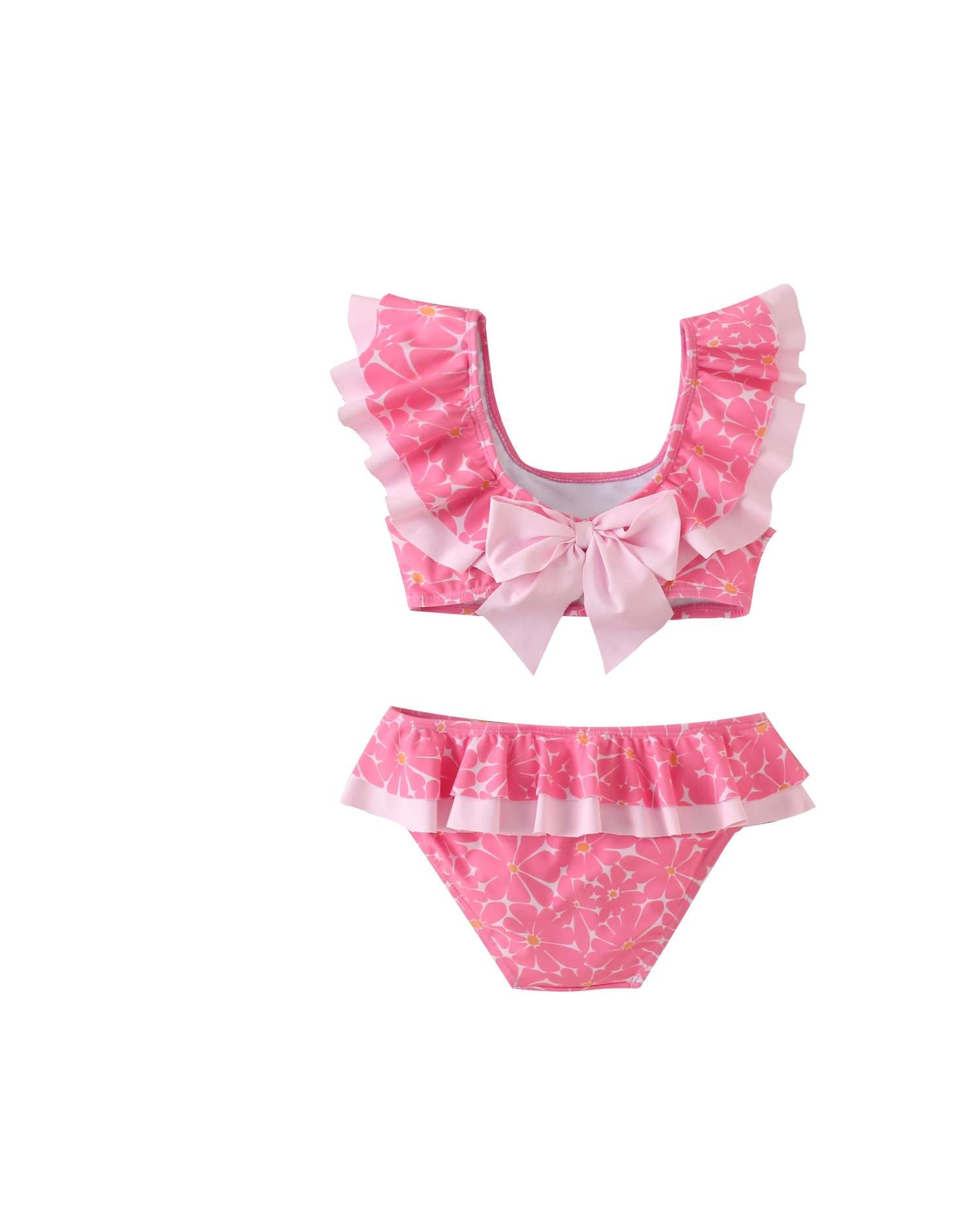 Biquíni Infantil de Flores com Folhos Dadati Rosa-2