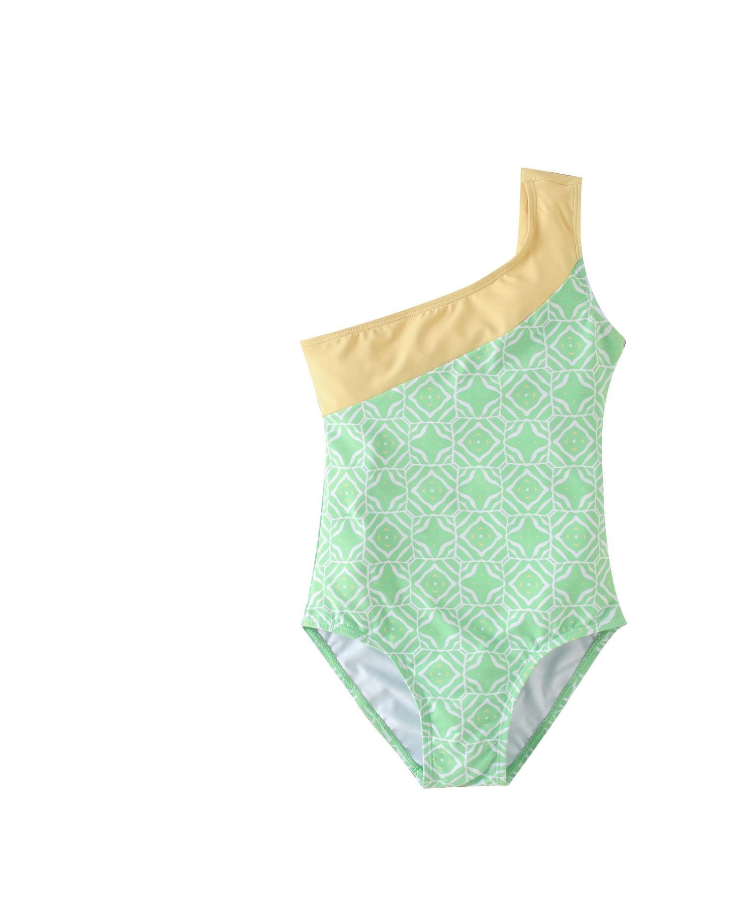 Imagem 0 de Fato de Banho Infantil de Estampado Geométrico com Alça Assimétrica