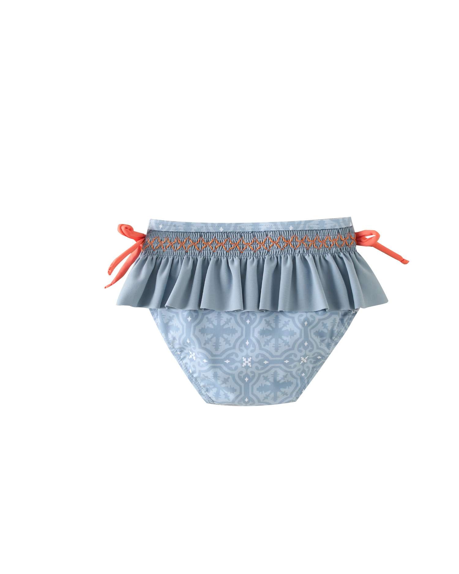 Fato de Banho para Bebé com Estampado Geométrico com Detalhe de Laços Dadati Azul-2