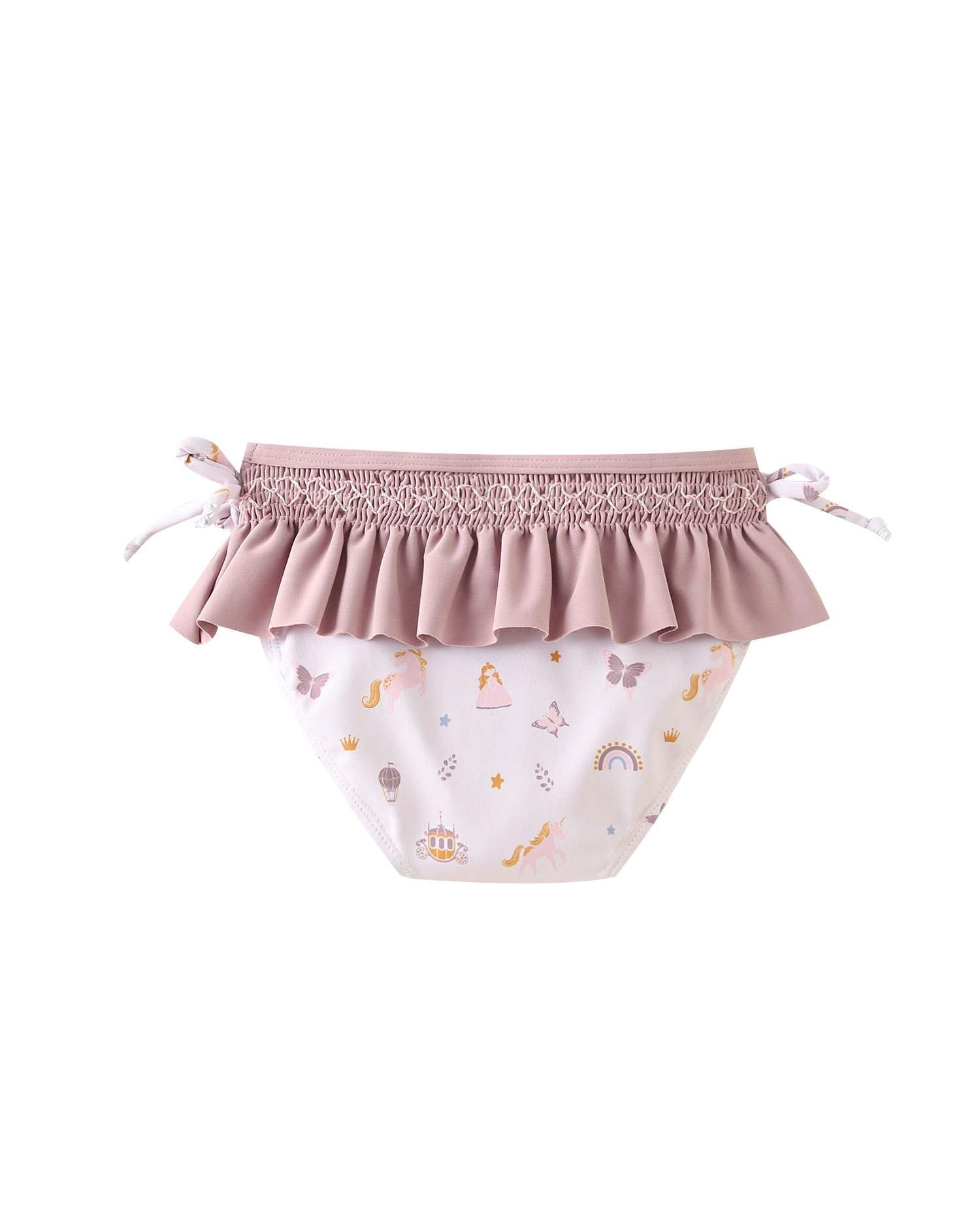Fato de Banho para Bebé com Folho e Detalhe de Laço na Cintura Rosa-claro-2