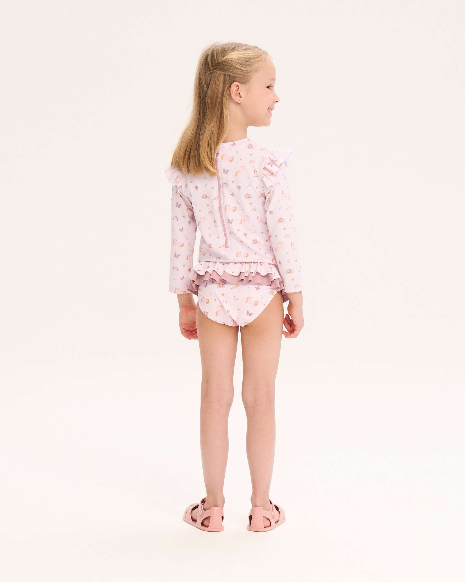 Biquíni Infantil Estampado Fantasia com Folhos Rosa-claro-2