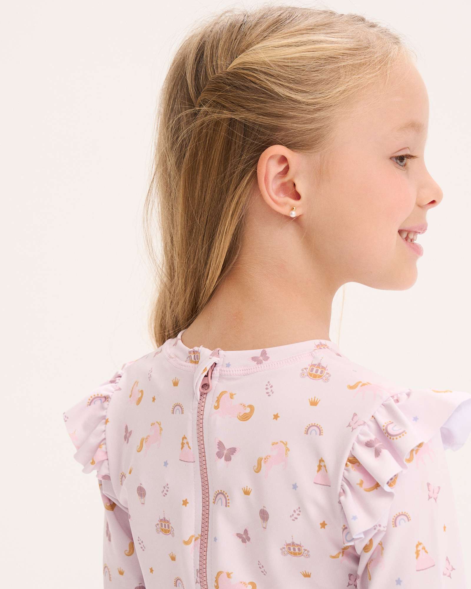 Biquíni Infantil Estampado Fantasia com Folhos Rosa-claro-3