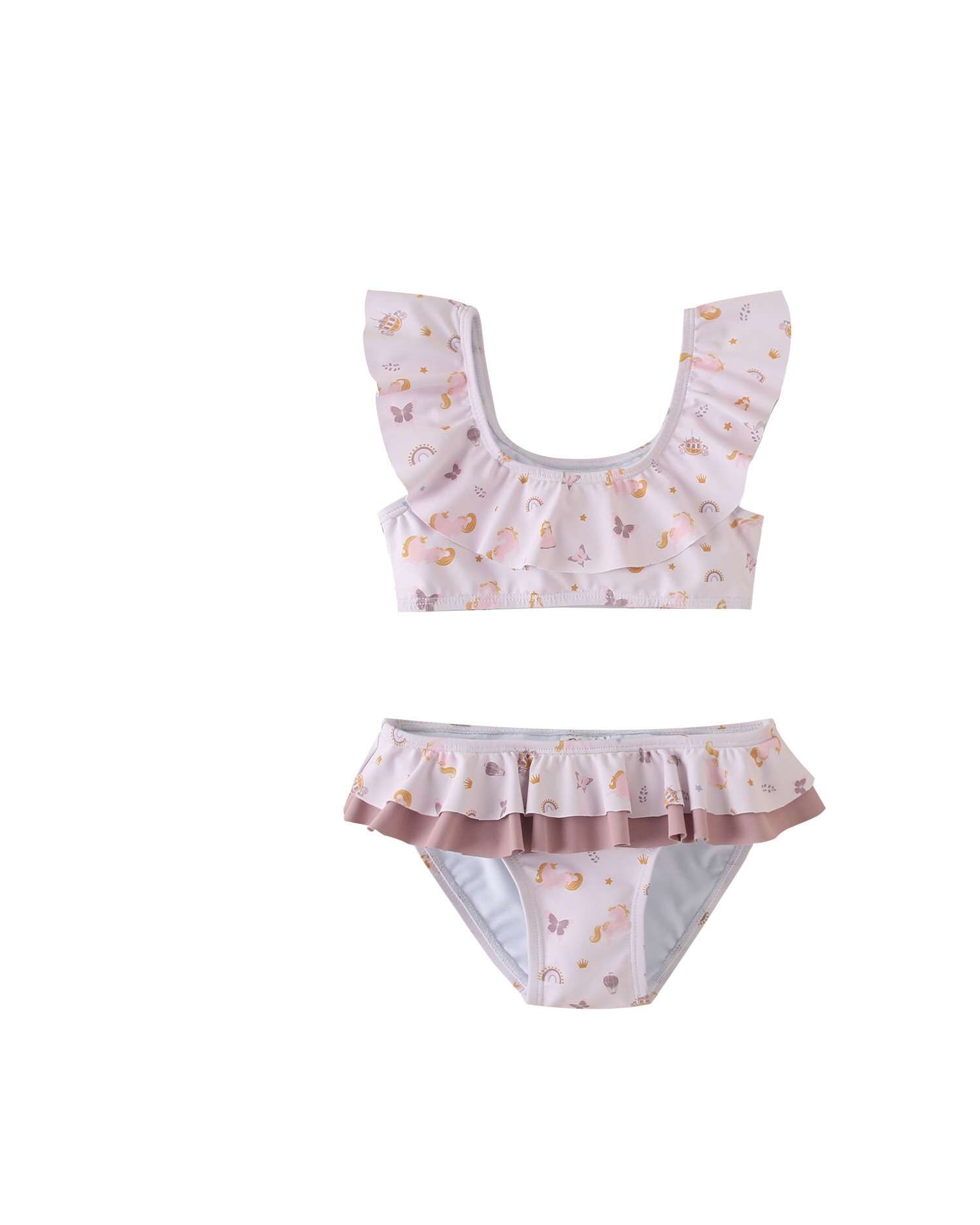 Biquíni Infantil Estampado Fantasia com Folhos Rosa-claro-4