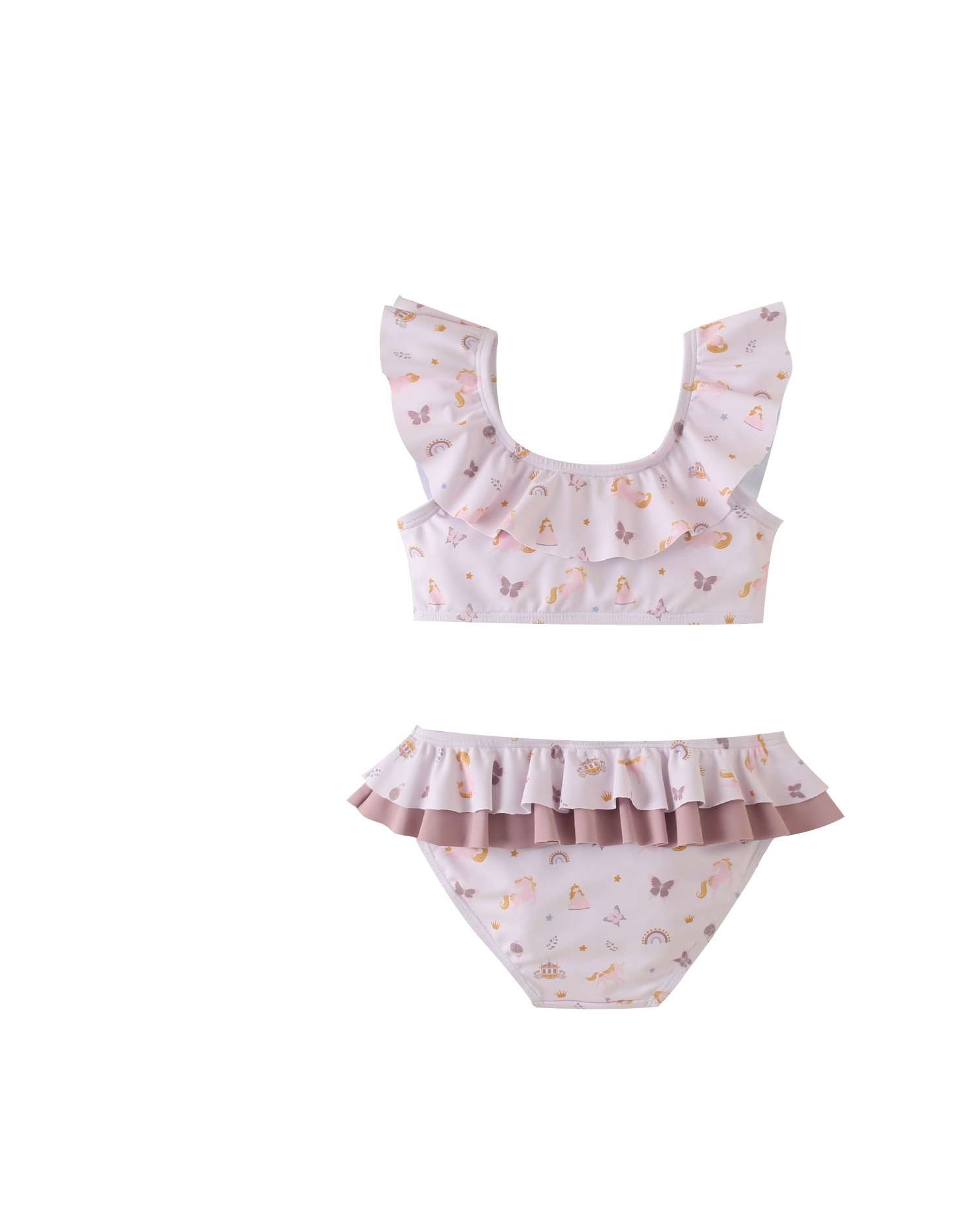 Biquíni Infantil Estampado Fantasia com Folhos Rosa-claro-5