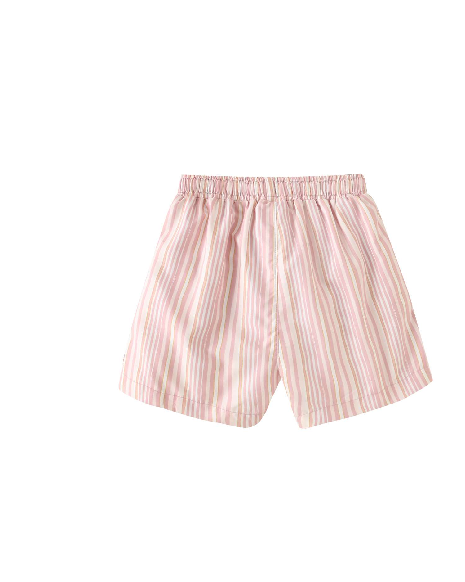Fato de Banho Infantil Às Riscas com Cintura com Cordão Ajustável Rosa-claro-4