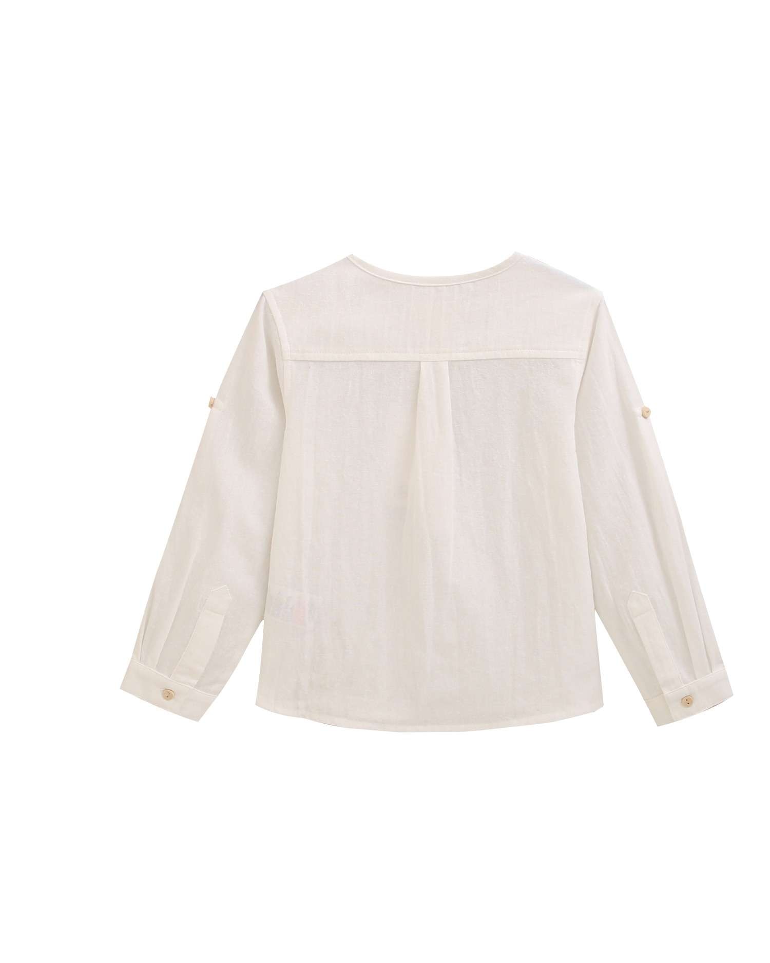 Camisa Infantil de Manga Comprida com Gola À Padre Dadati Branco-4