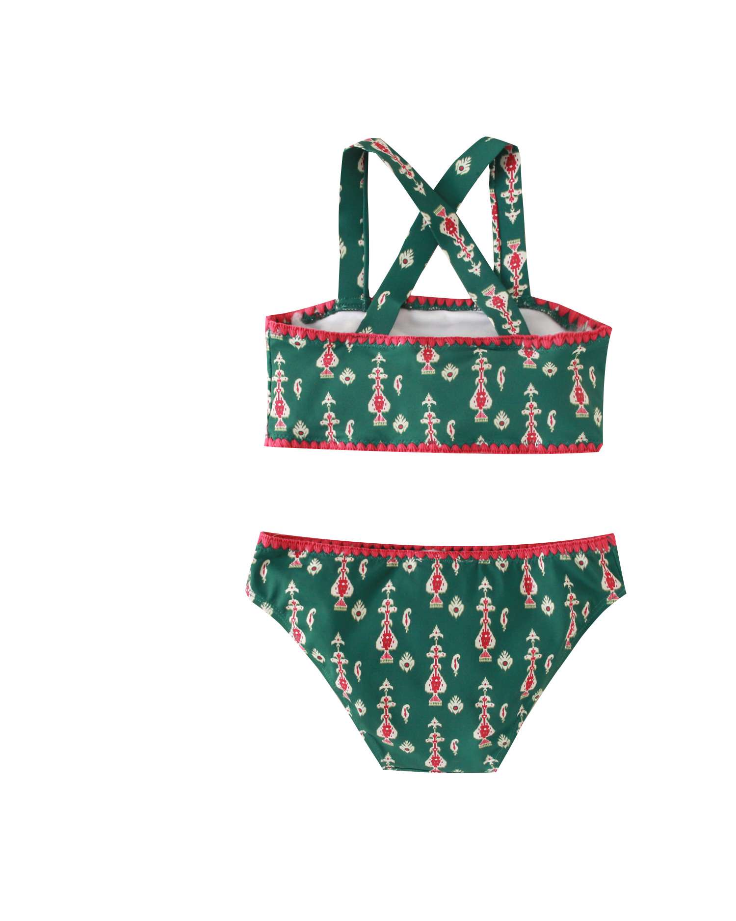 Biquíni Infantil com Estampado Geométrico e Detalhe Verde-5
