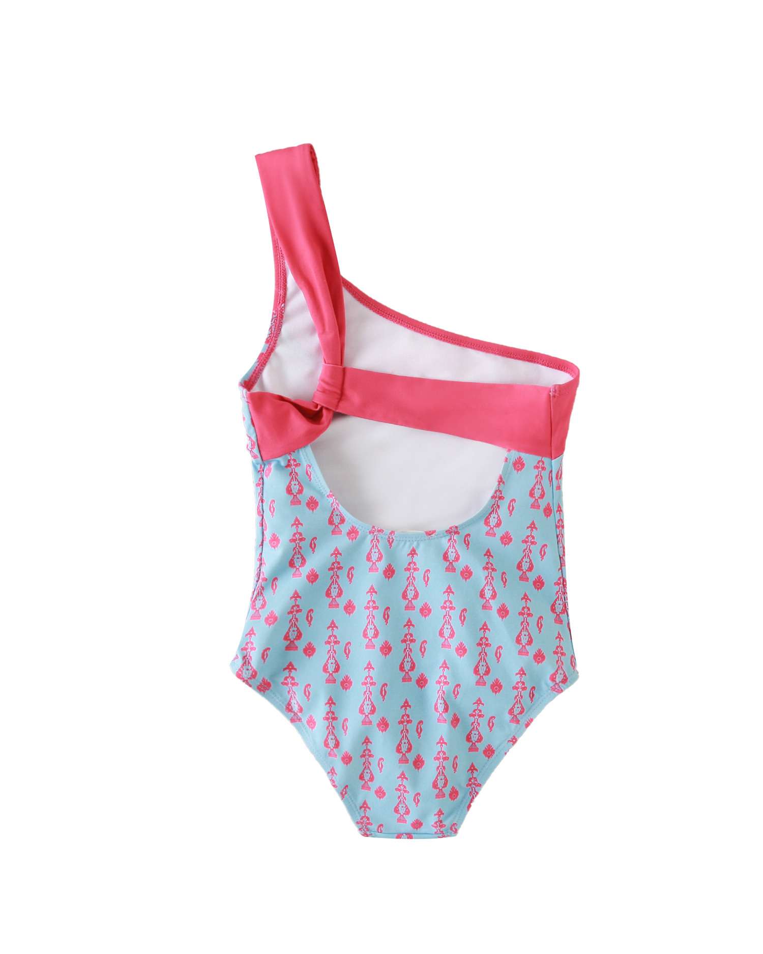 Fato de Banho Assimétrico com Estampado Geométrico Azul/Magenta-2