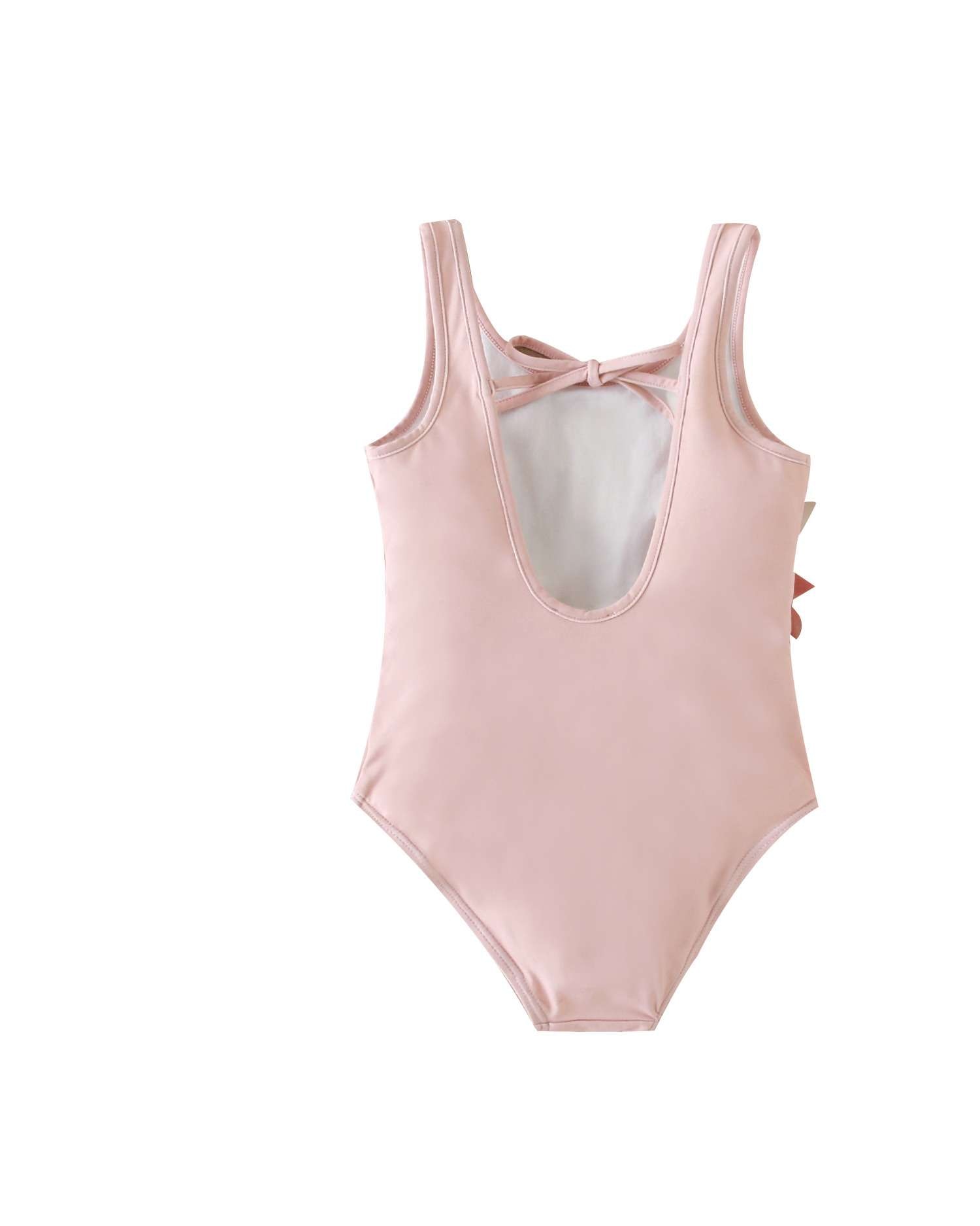 Fato de Banho Infantil com Desenho de Unicórnio com Pétalas de Gaze Rosa-claro-5