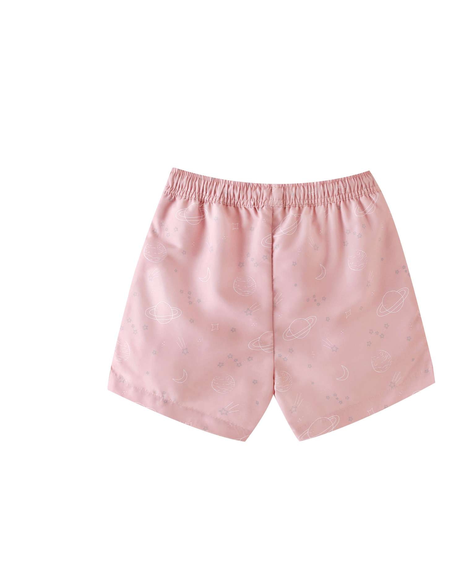 Fato de Banho Infantil de Planetas e Cintura Ajustável com Cordão Rosa-claro-2