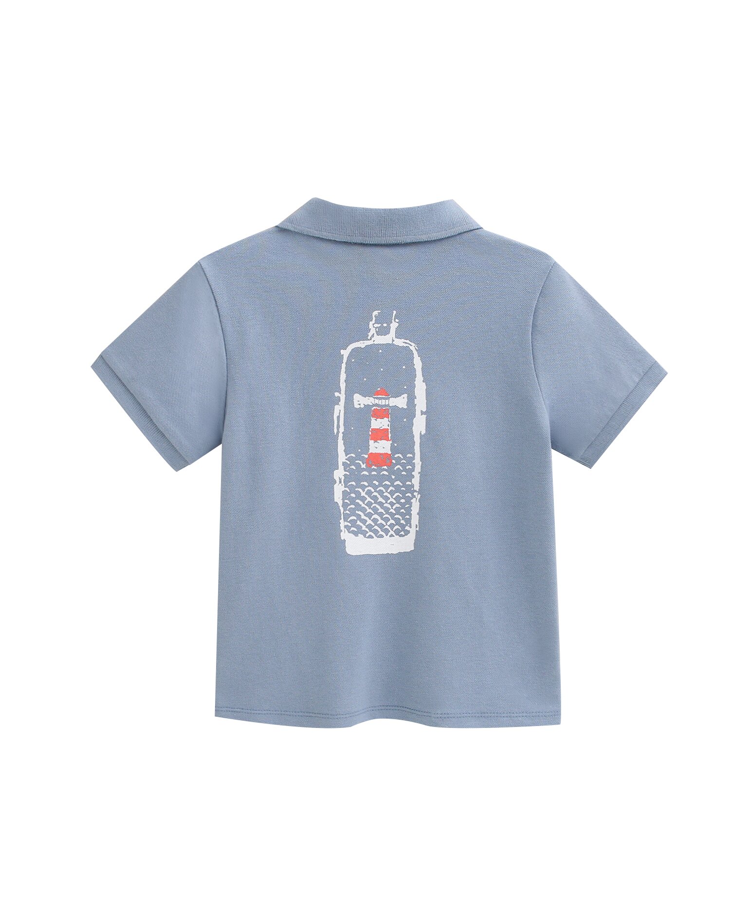 Polo Infantil com Desenho nas Costas Azul-claro-2