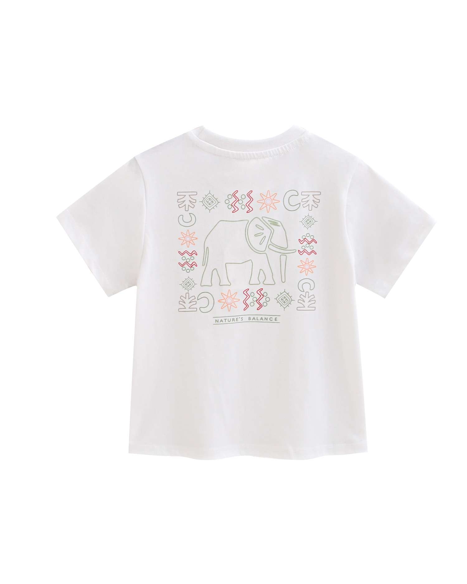 T-shirt Infantil com Desenho Geométrico com Elefante Branco-2