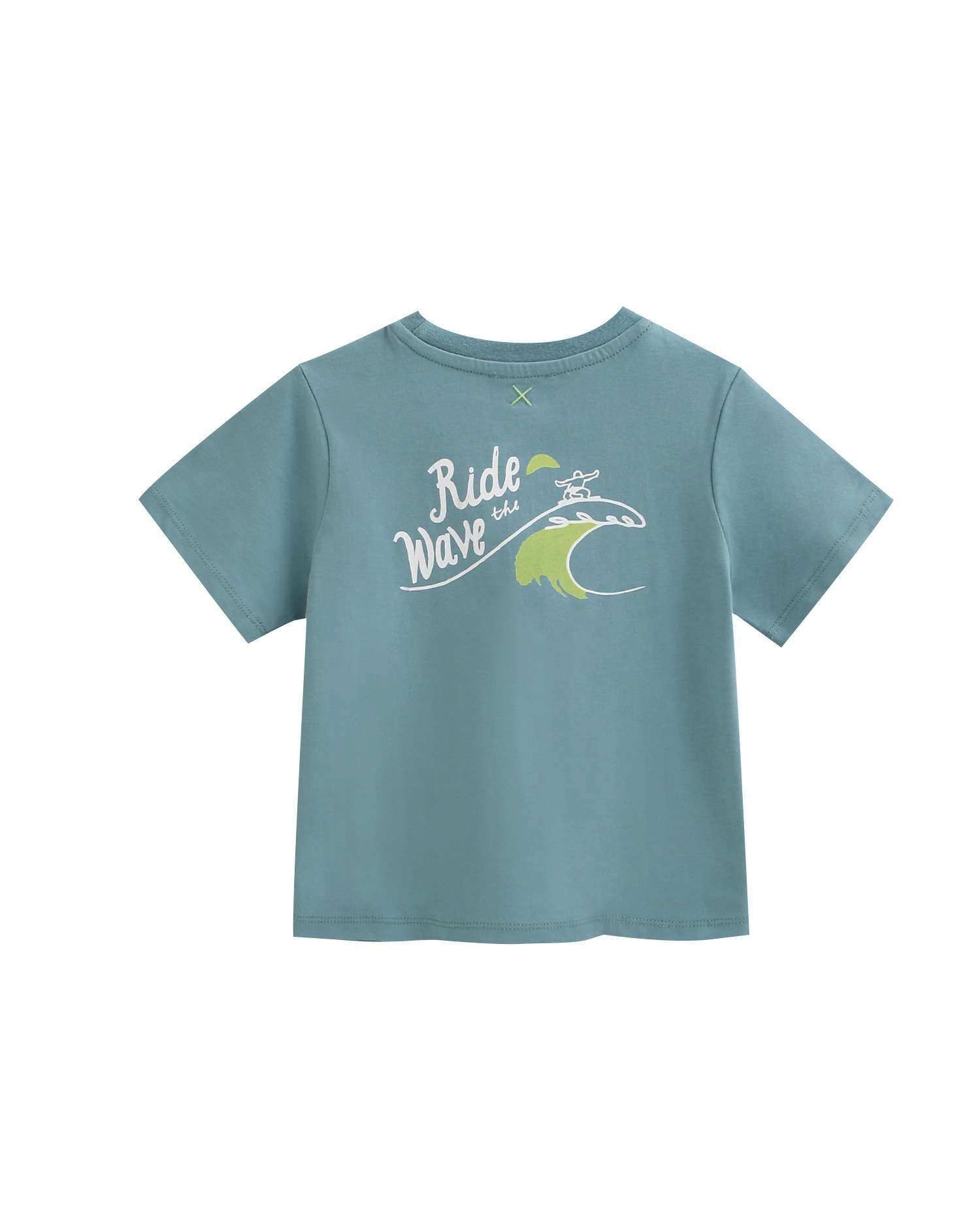 T-shirt Infantil com Desenho nas Costas Verde-azulado-2