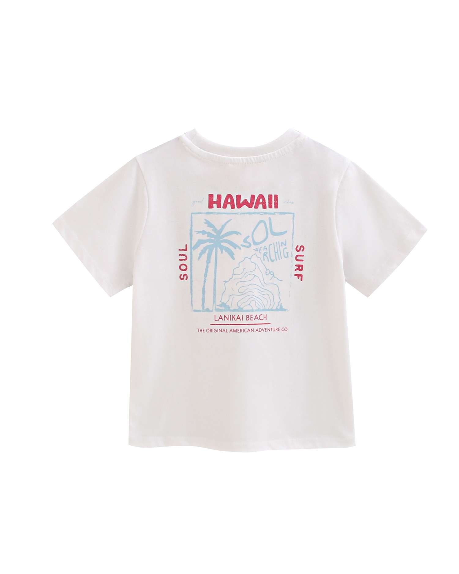 T-shirt Infantil com Desenho hawaii nas Costas Branco-2