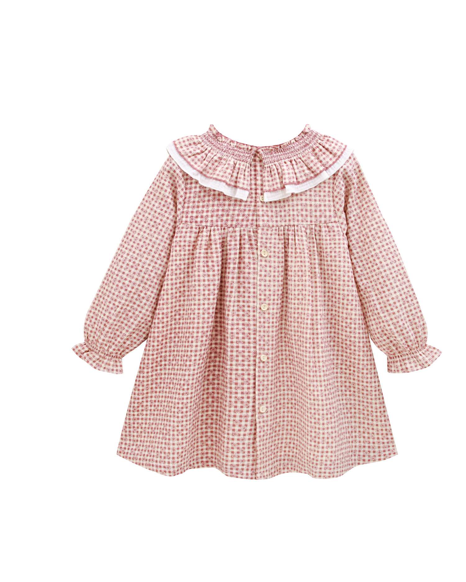 Vestido Infantil Aos Quadrados e Laço Rosa-2