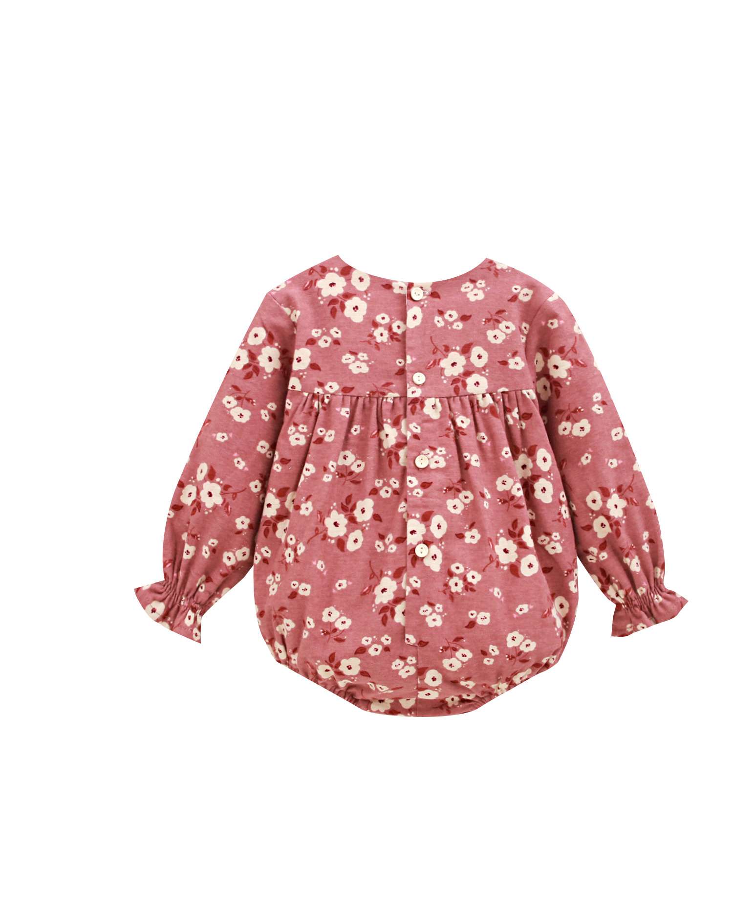Macacão Curto para Bebé com Estampado Floral e Laços Laterais Vermelho-2