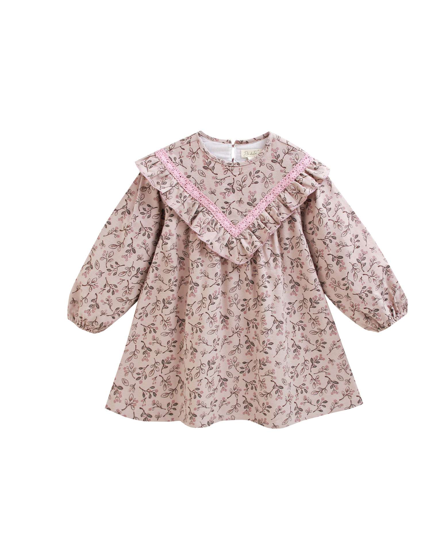 Vestido Infantil com Estampado de Flores Rosa-2