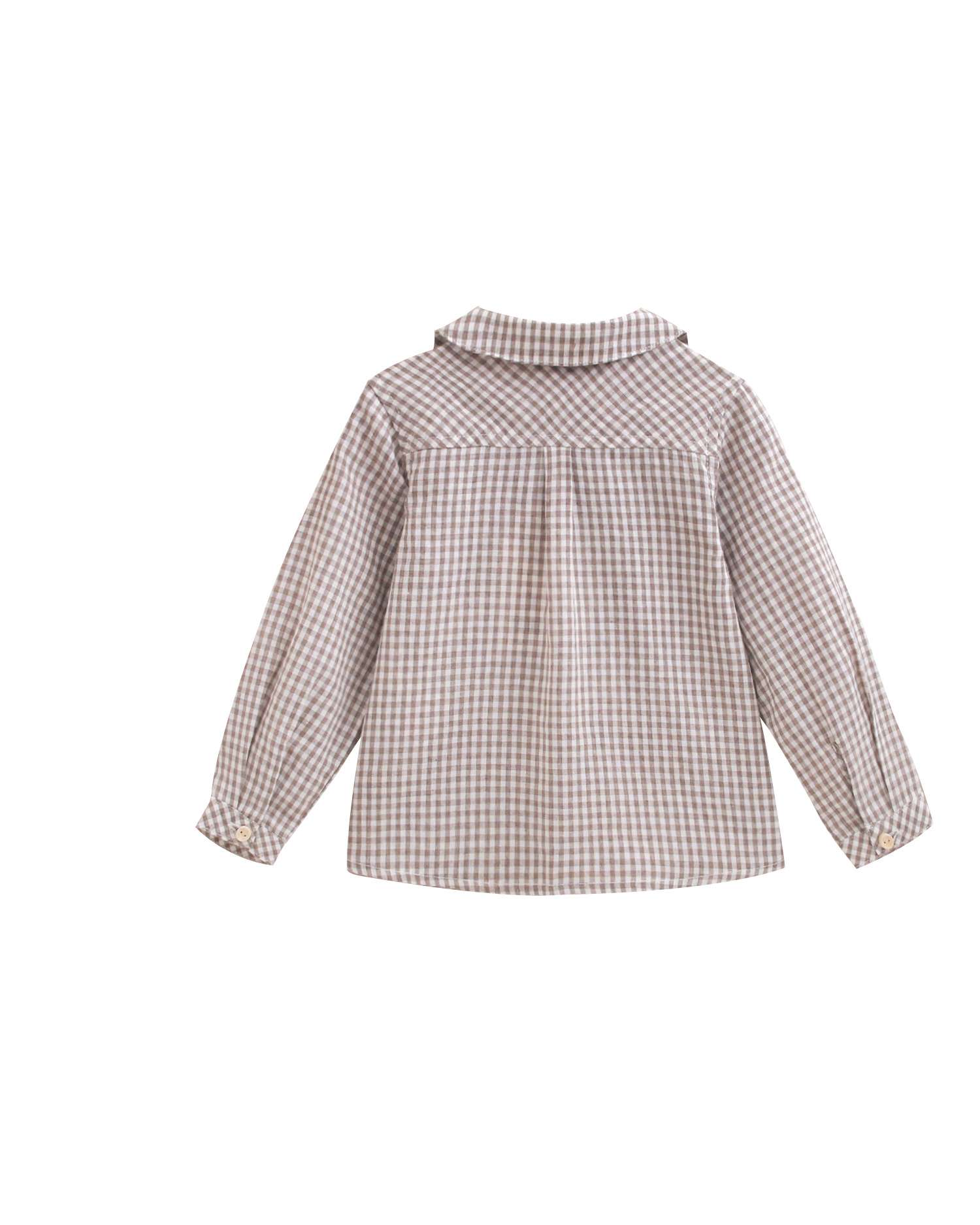 Camisa para Bebé com Gola Bebé e Aos Quadrados Castanho-2