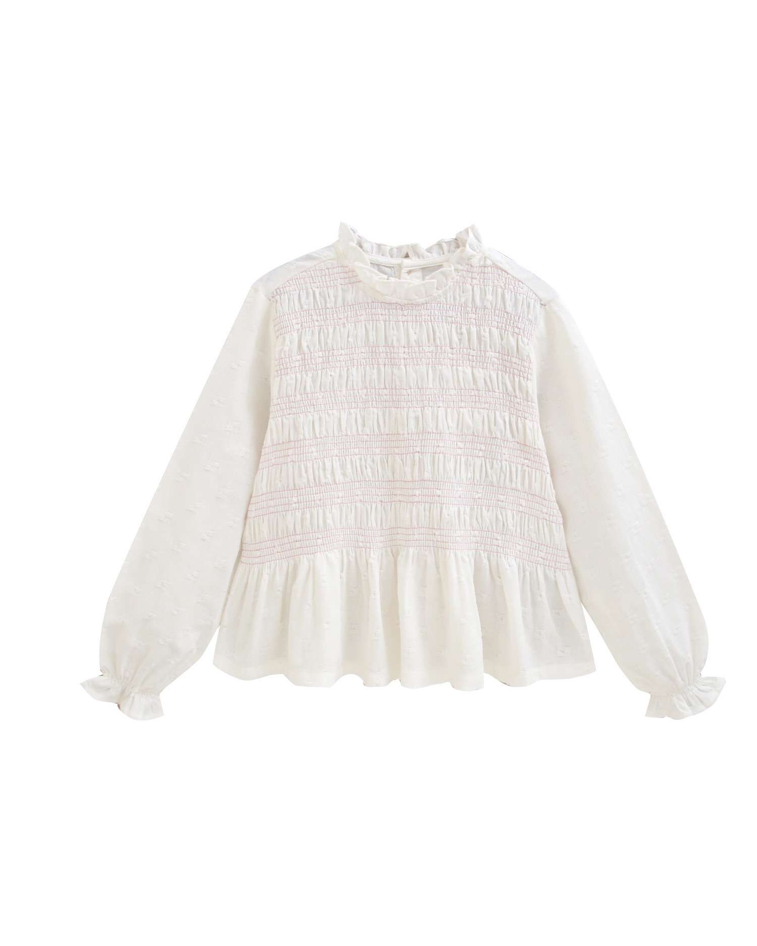 Blusa Infantil e Gola com Folho Branco-4