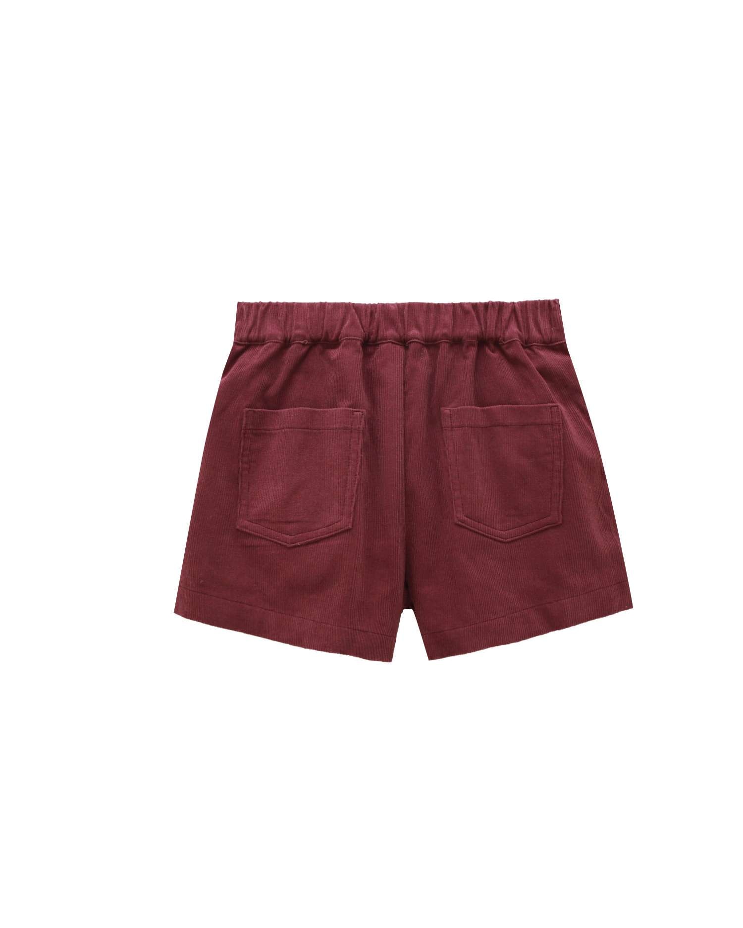 Calções de Bombazina com Botões Frontais Vermelho-2