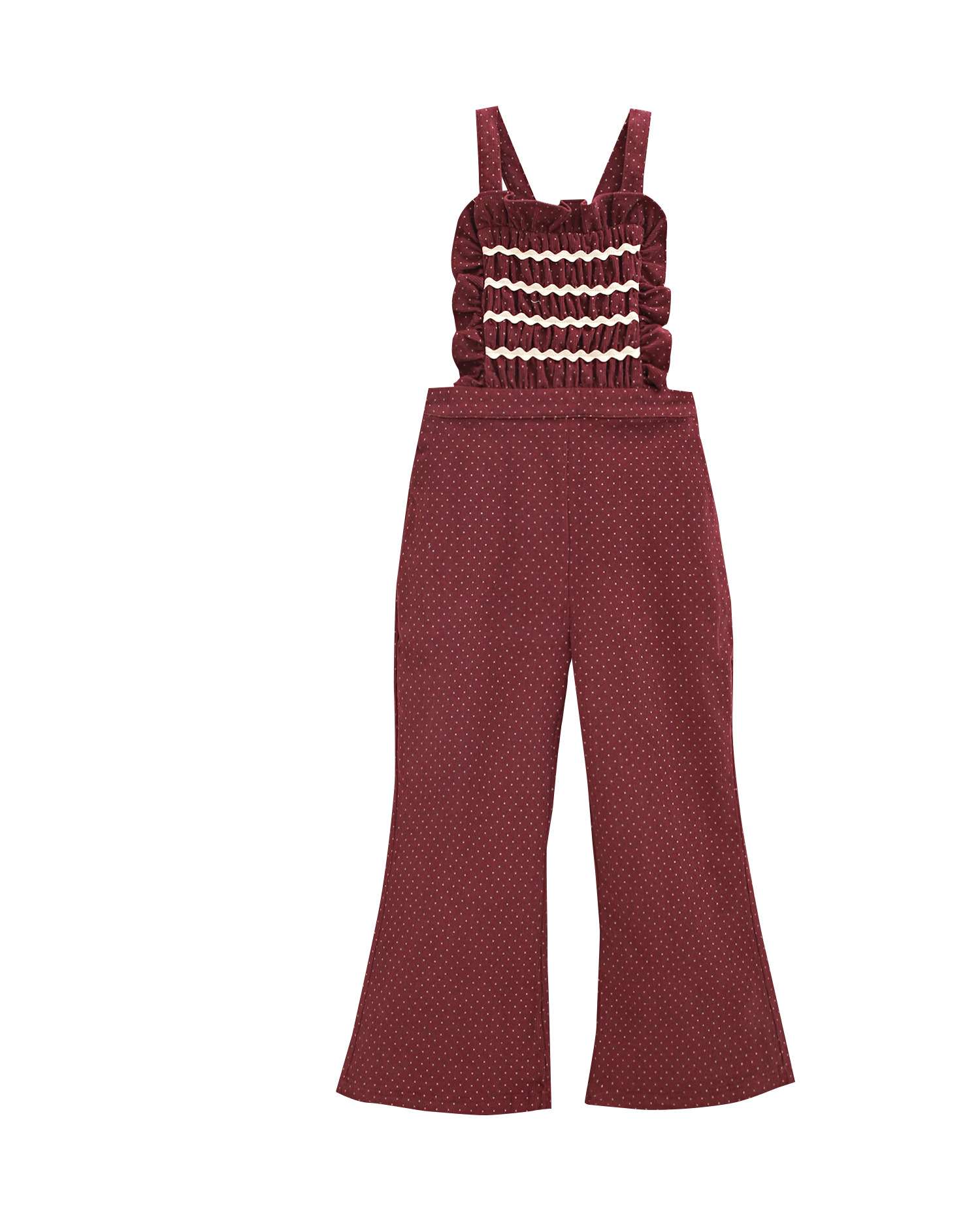 Macacão Infantil Comprido de Microbombazina com Bolinhas Vermelho-4