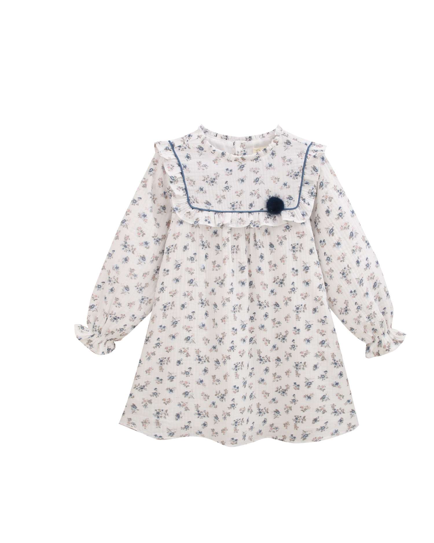 Imagem 0 de Vestido Infantil de Floral e Pompom