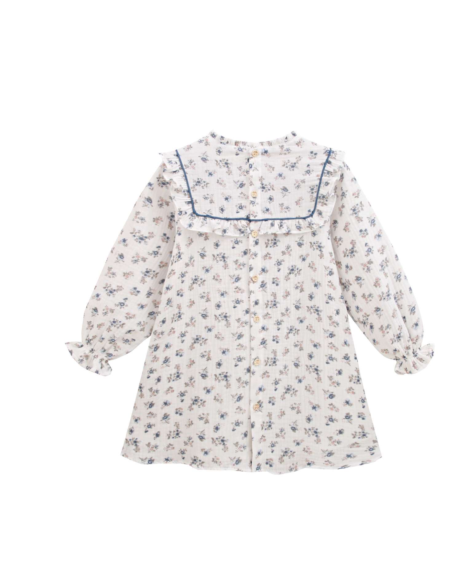 Vestido Infantil de Floral e Pompom Branco-2