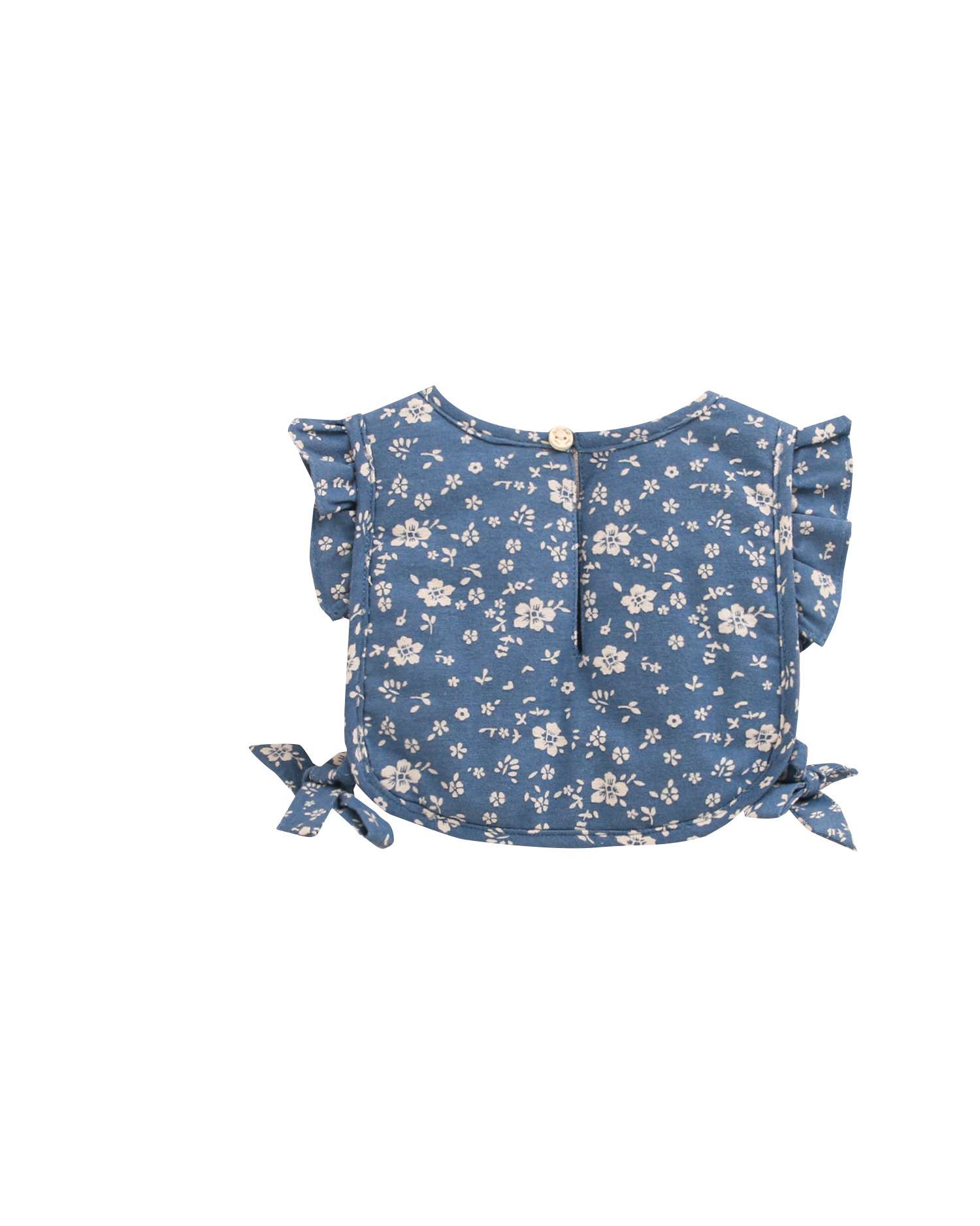 Colete para Bebé Acolchoado Floral com Laços Laterais Azul-2