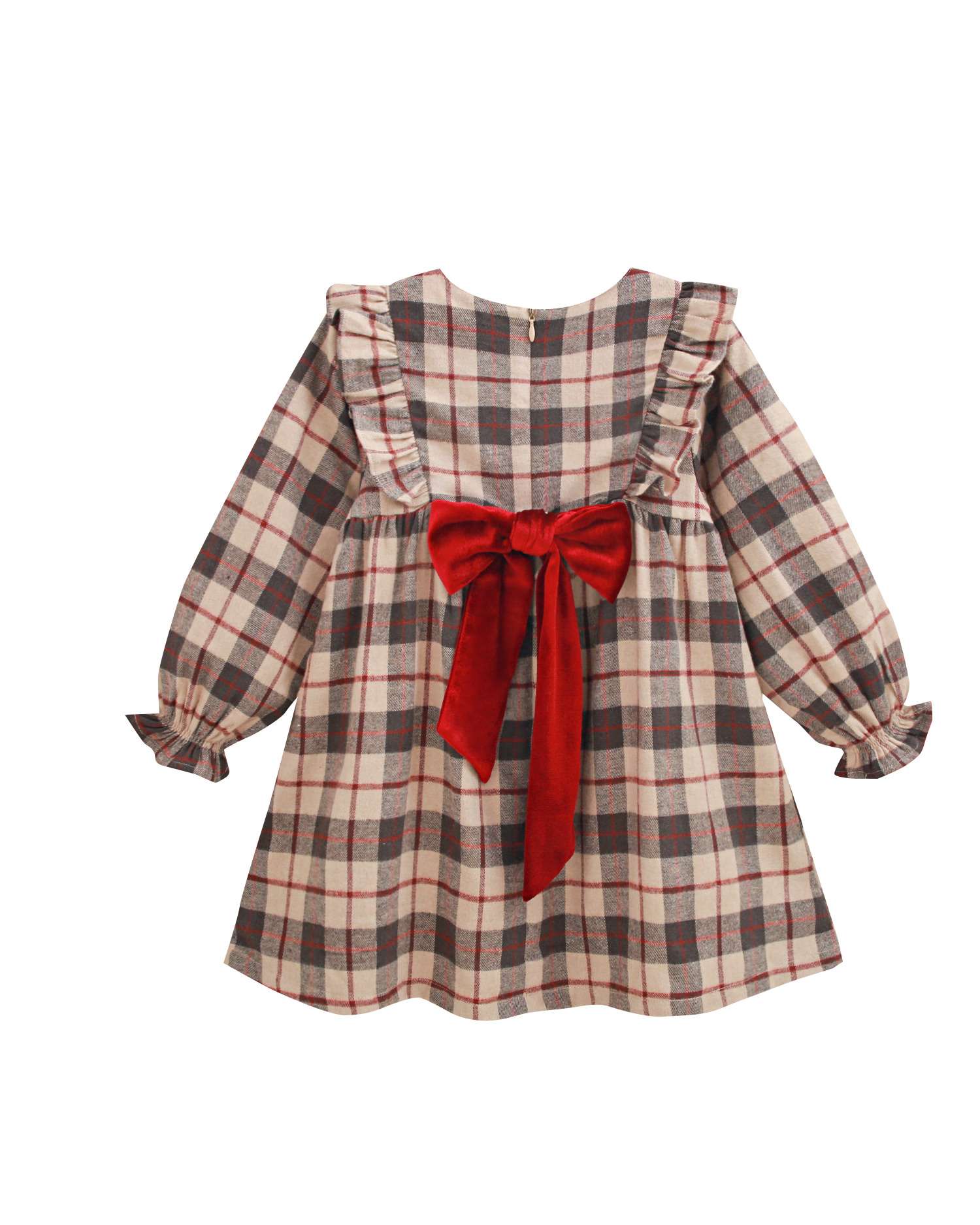 Vestido Infantil Aos Quadrados Escoceses com Folhos Laterais Multicolor-4
