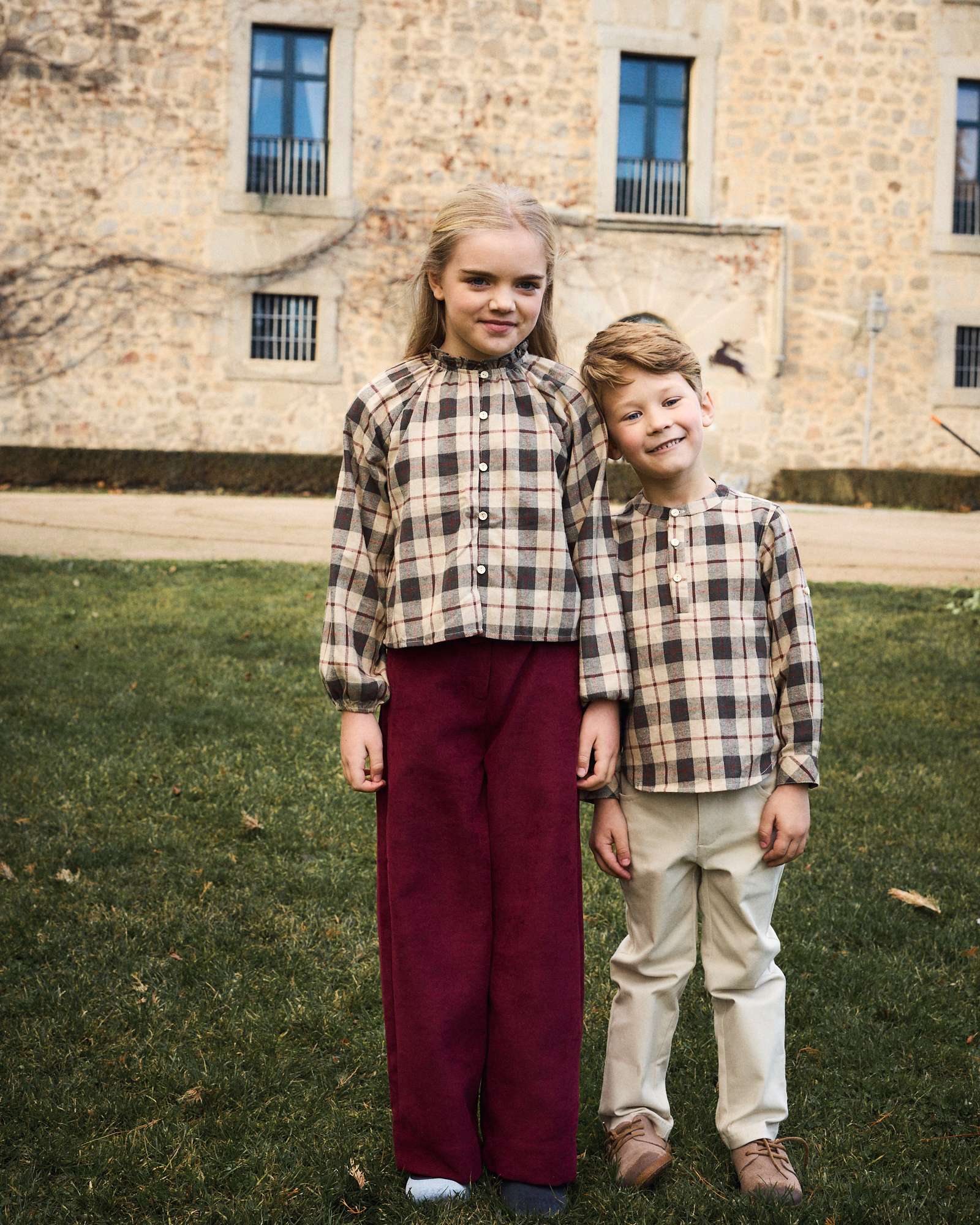 Camisa Infantil Aos Quadrados Escoceses com Gola À Padre Multicolor-3