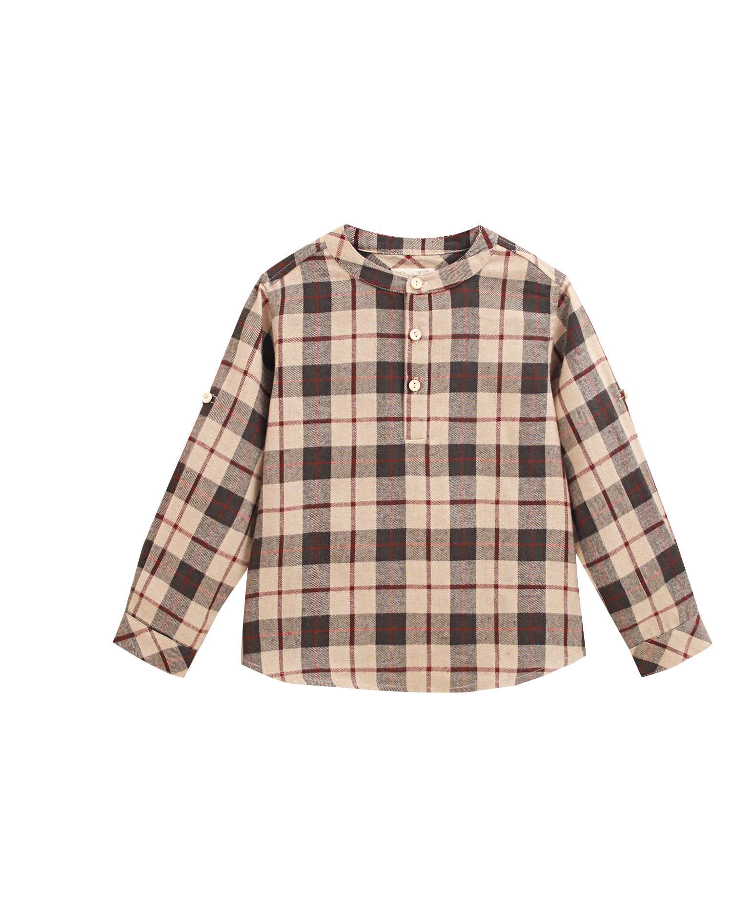 Camisa Infantil Aos Quadrados Escoceses com Gola À Padre Multicolor-4