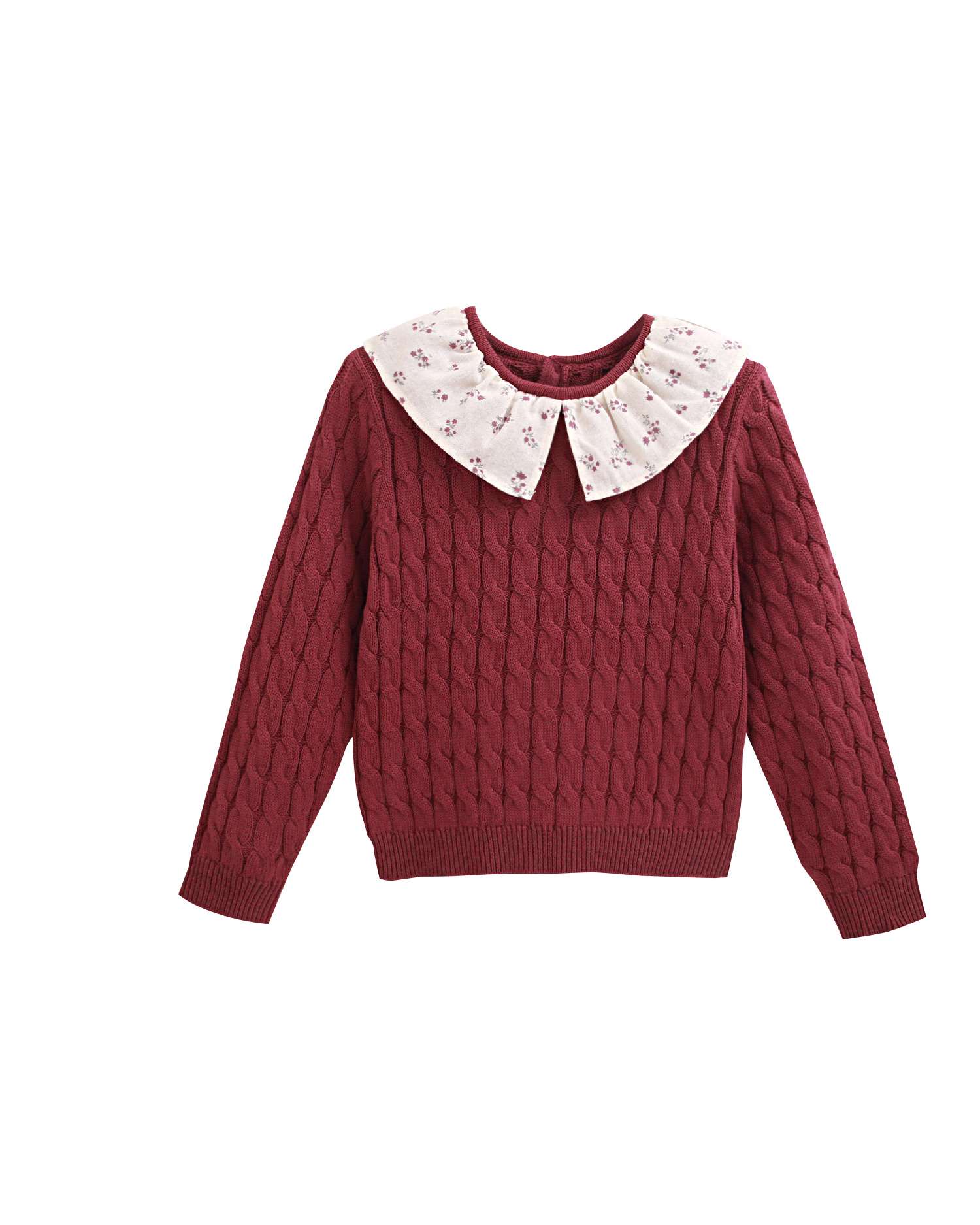 Imagem 1 de Camisola Beringela Infantil de Malha Entrançada com Gola Folho