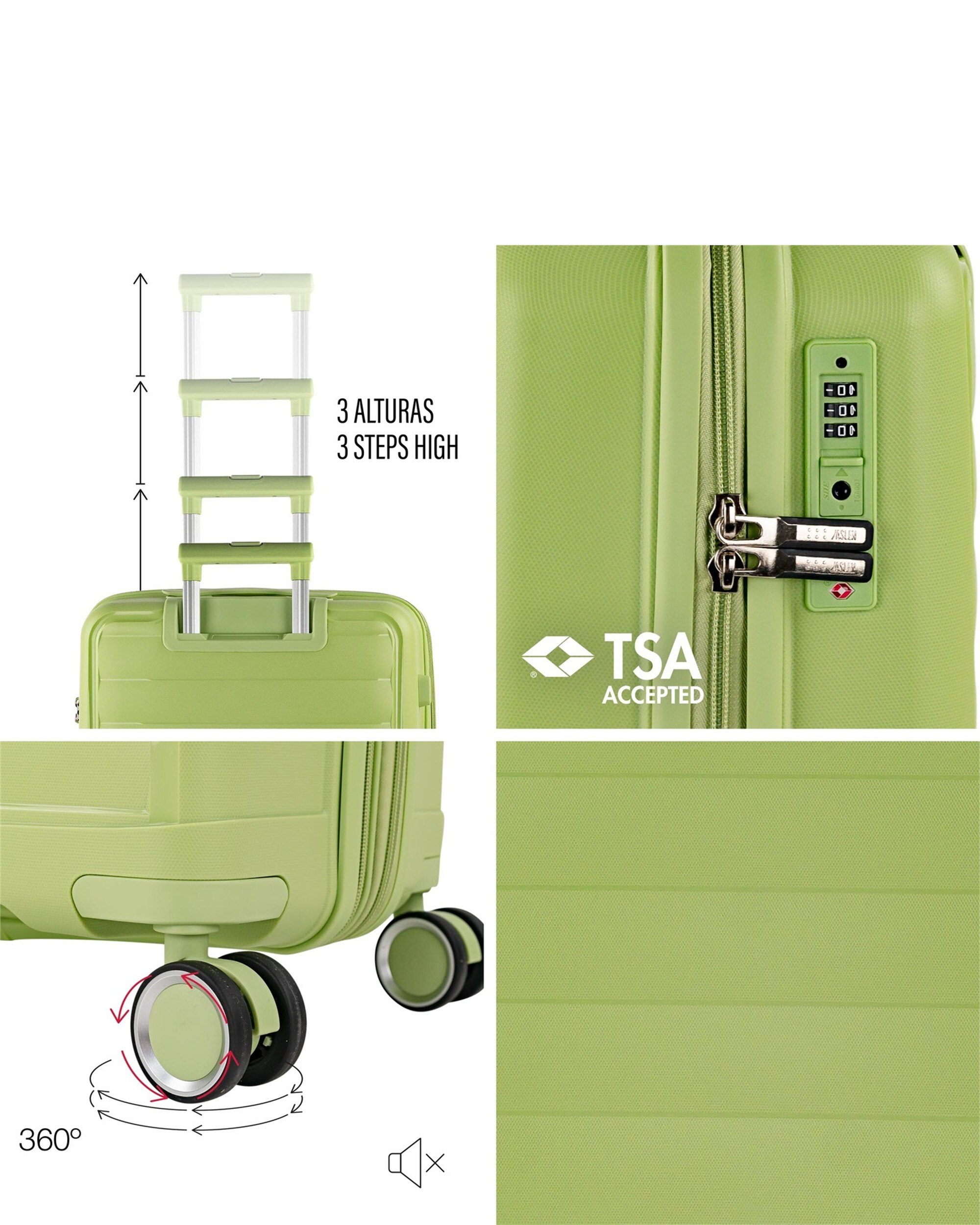 Conjunto de Malas (cabine e Grande) Luton com Capacidade de 132l Verde-3