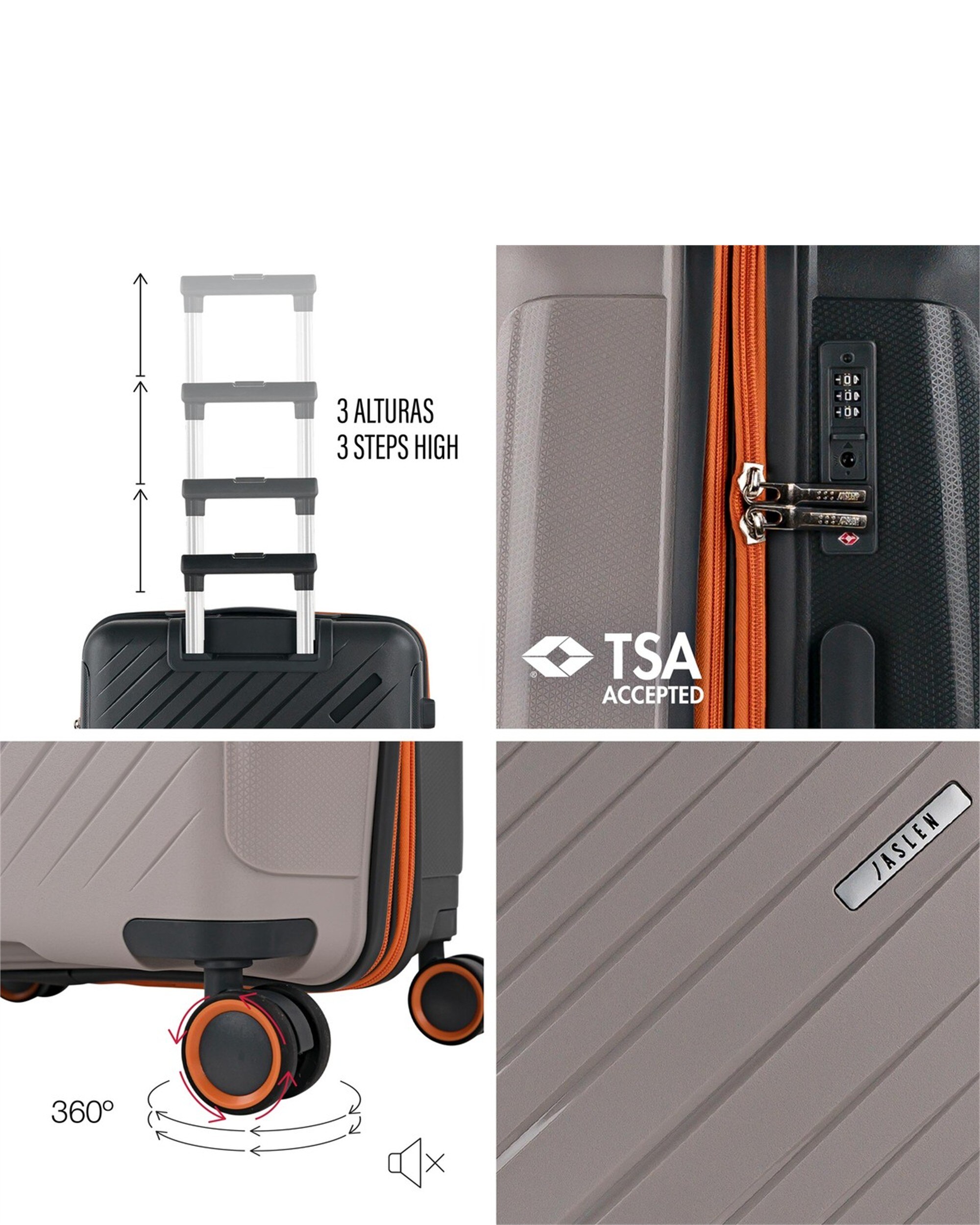 Conjunto de Malas (cabine e Grande) Tivoli com Capacidade de 132l Castanho-3