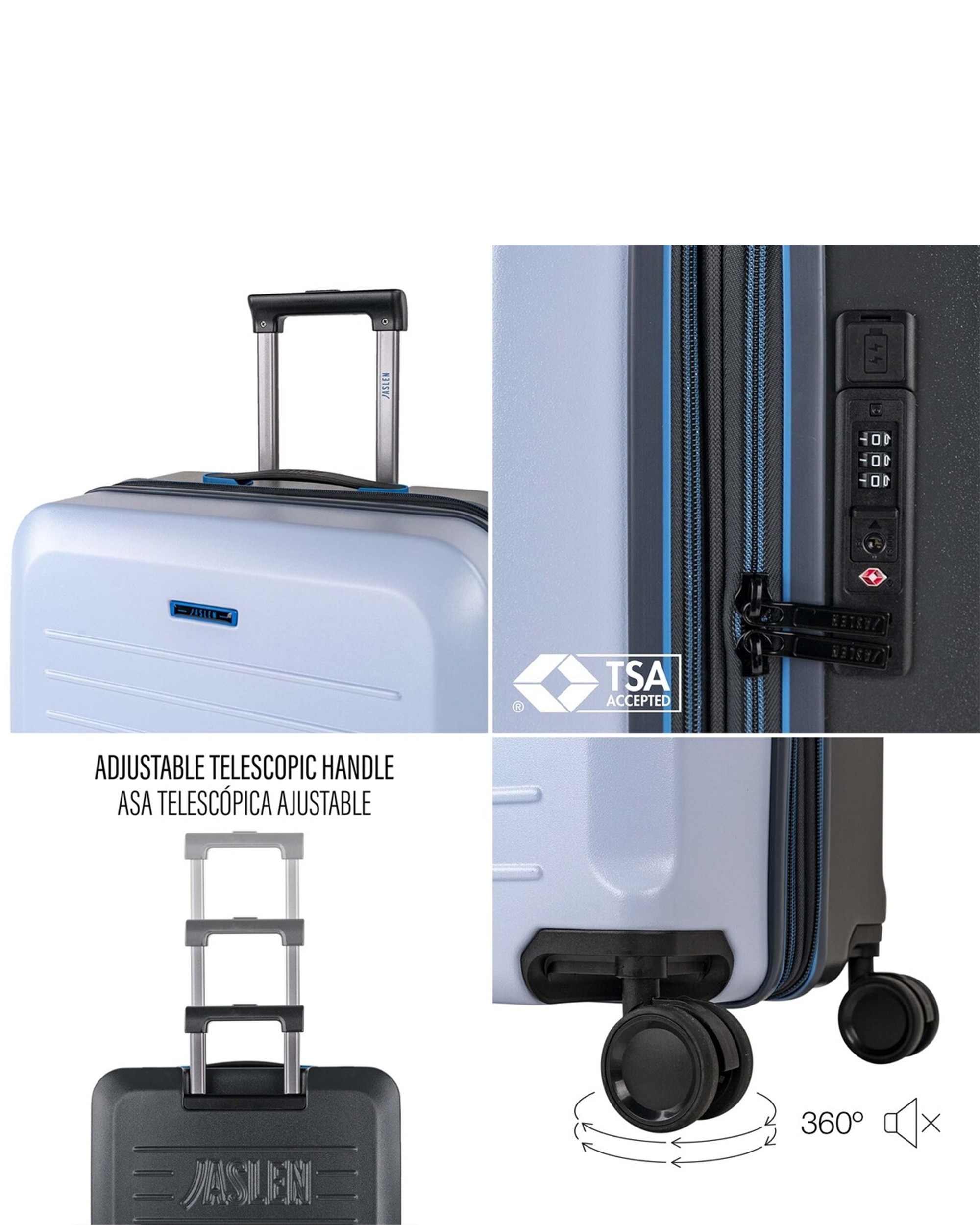 Mala de Cabine Salzburgo com Capacidade de 38l Azul-claro-3