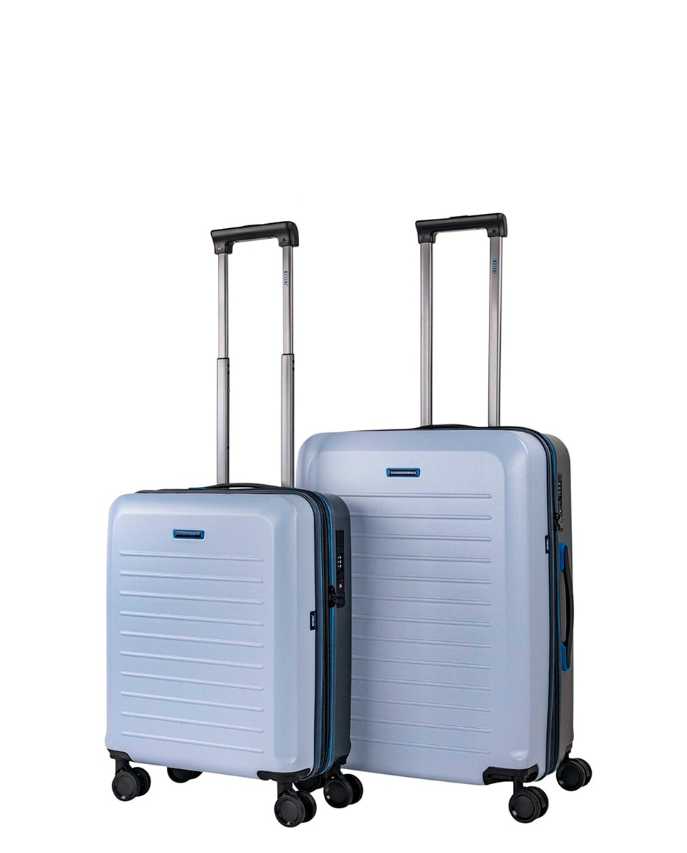 Conjunto de Malas (cabine e Média) Salzburgo com Capacidade de 108l Azul-claro-1