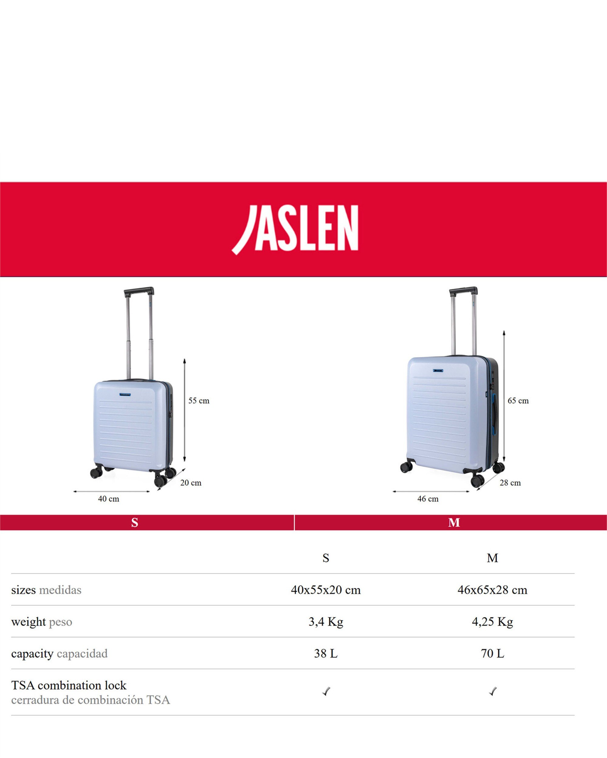 Conjunto de Malas (cabine e Média) Salzburgo com Capacidade de 108l Azul-claro-4